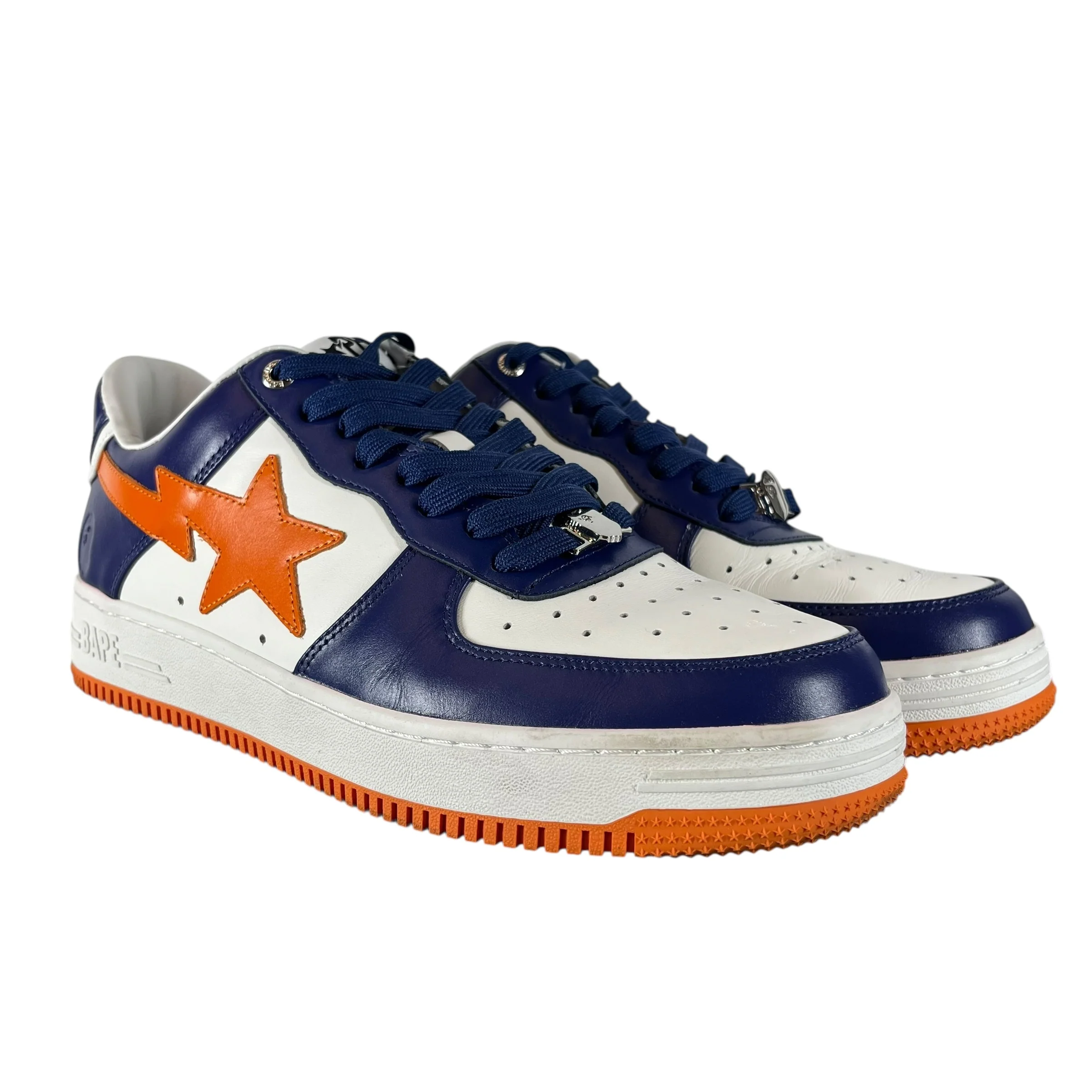 BAPE STA!/Low-Sneakers/US 11/Leather/WHT/Weiss Blue/Orange