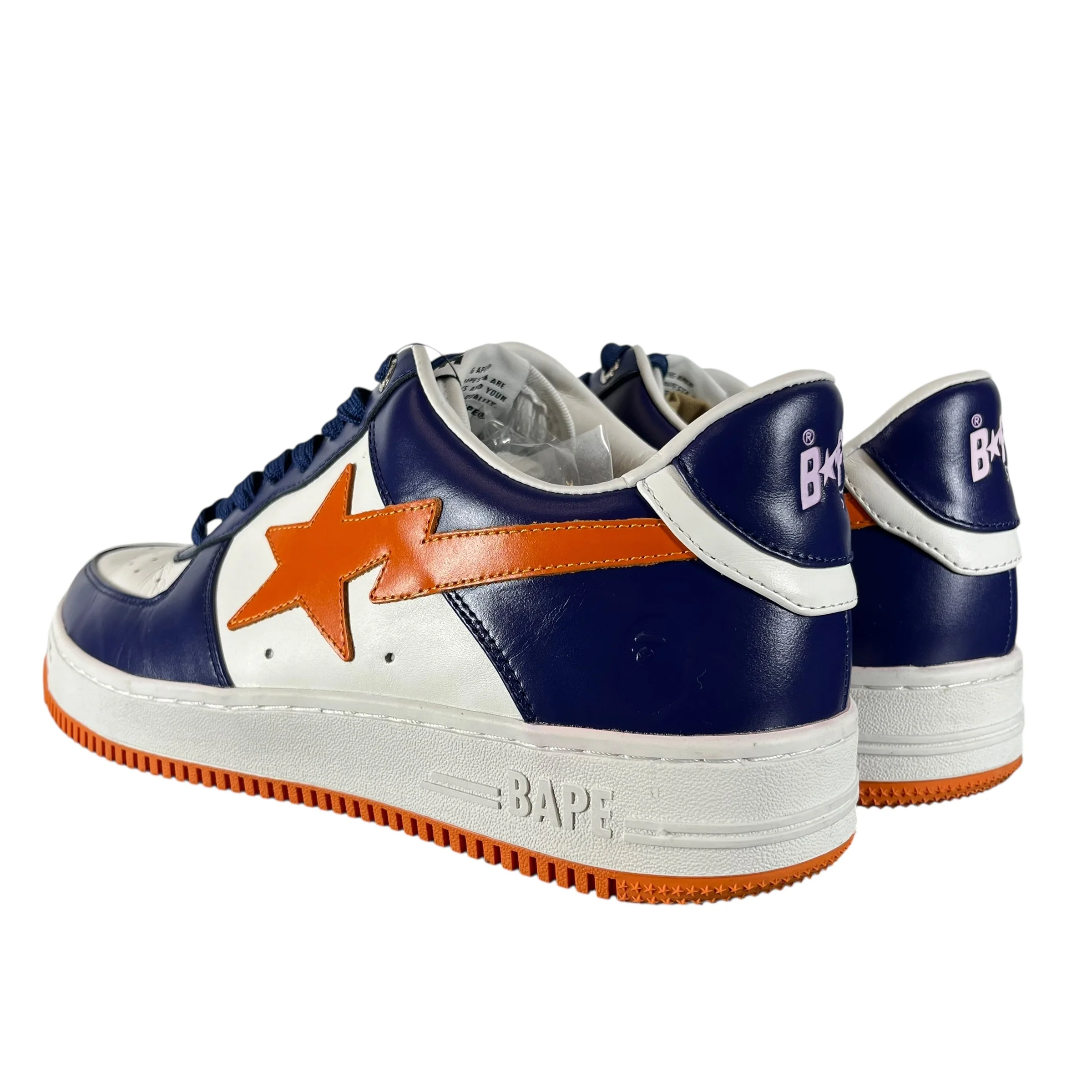 BAPE STA!/Low-Sneakers/US 11/Leather/WHT/Weiss Blue/Orange