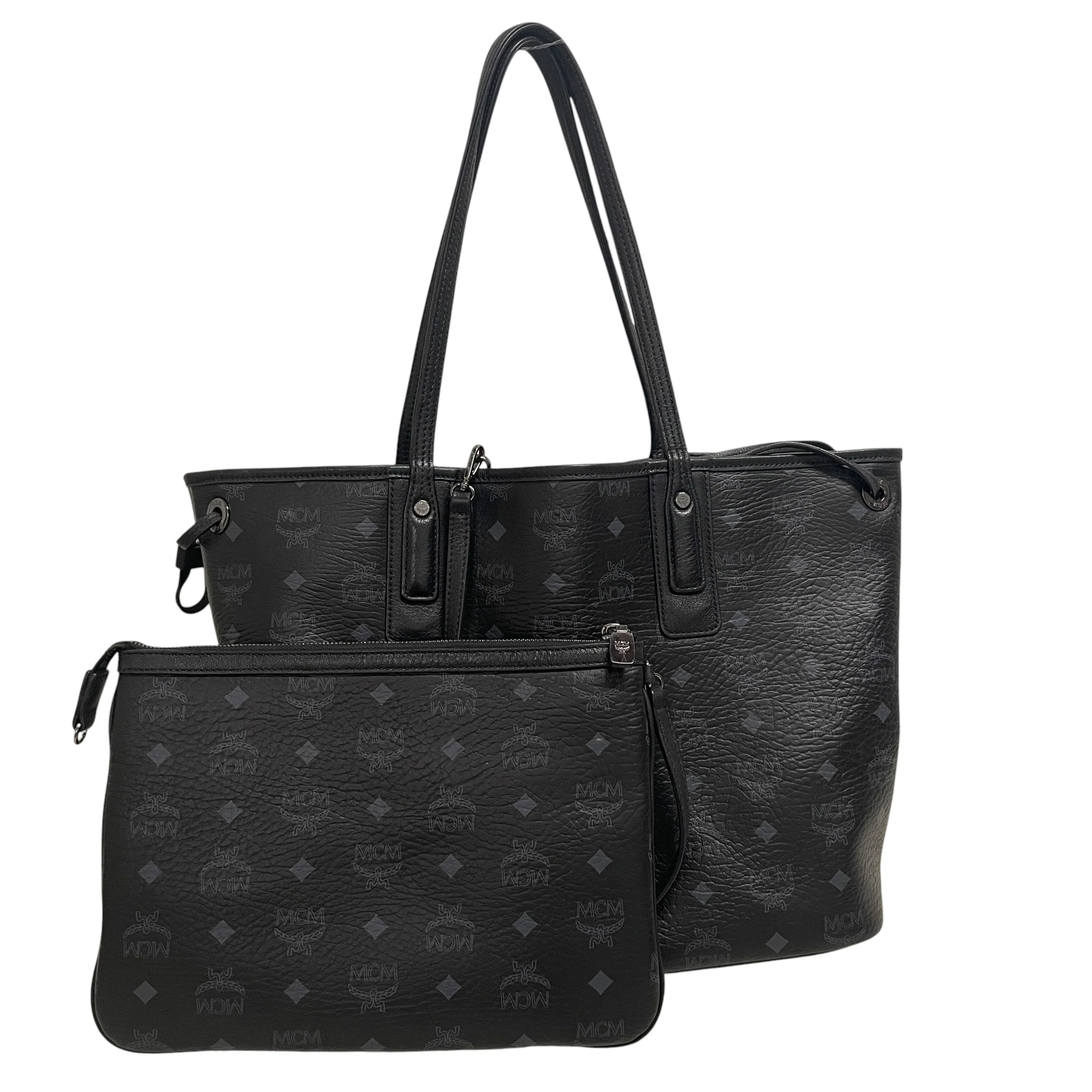 MCM/Bag/Monogram/Leather/BLK/attachable tote