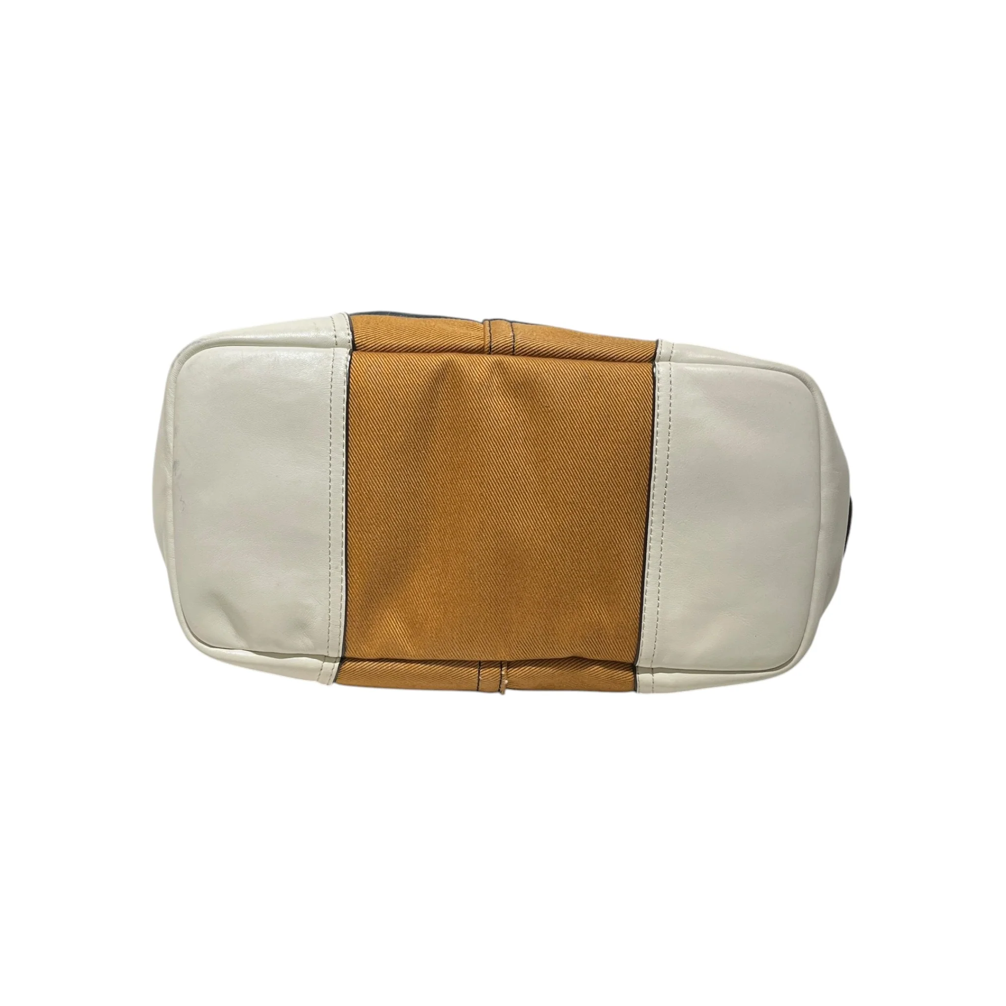 COACH/Hand Bag/Stripe/Leather/NVY/HADLEY CANVAS