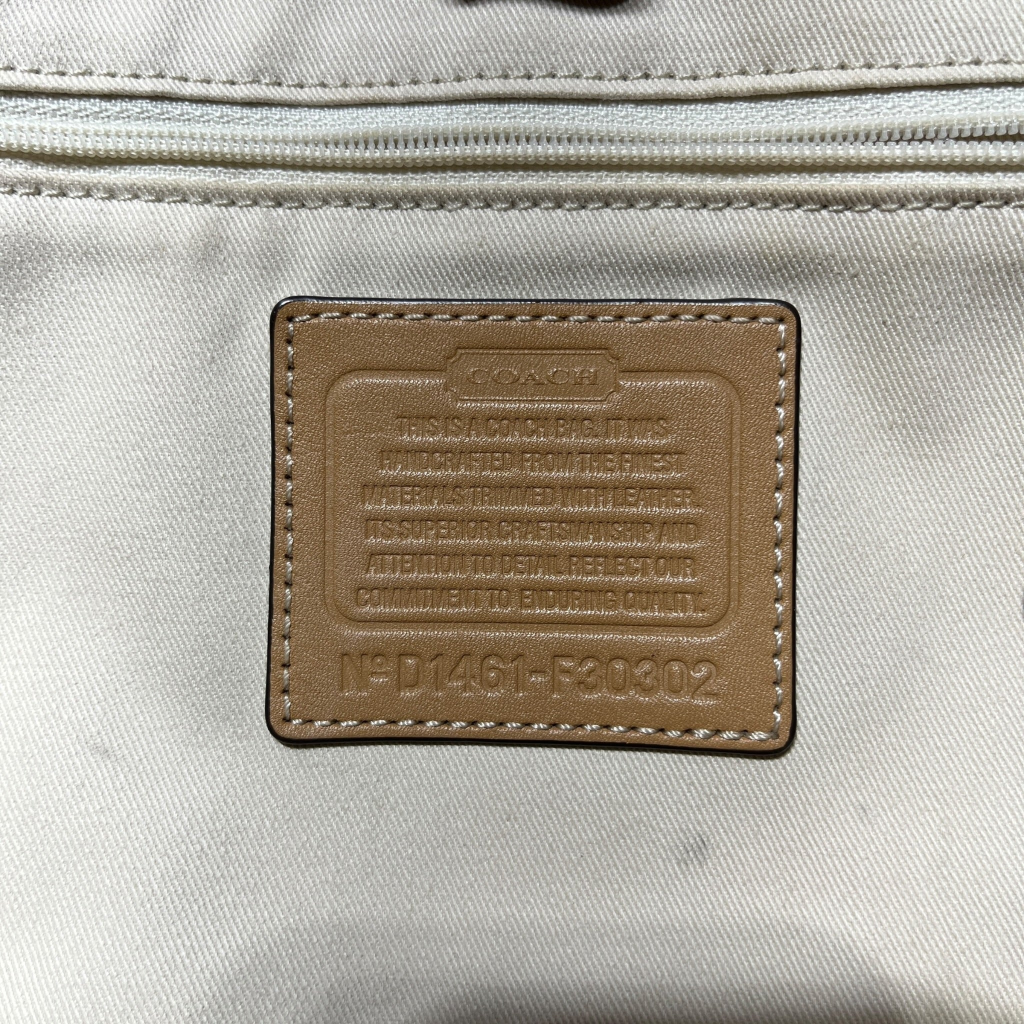 COACH/Hand Bag/Stripe/Leather/NVY/HADLEY CANVAS