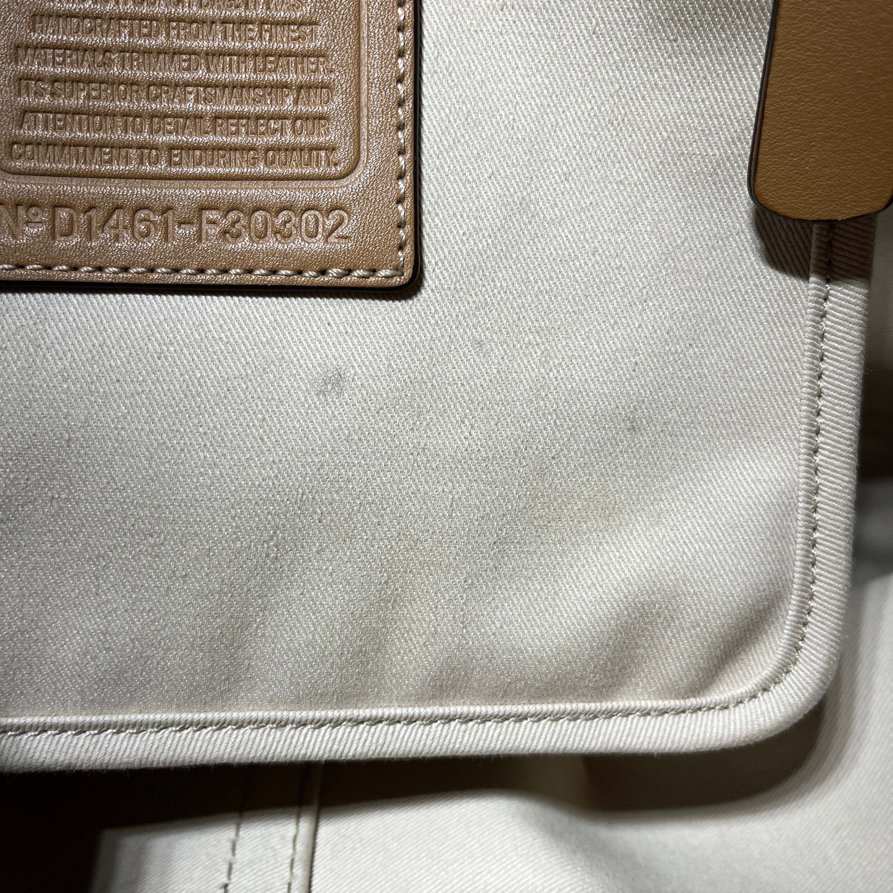 COACH/Hand Bag/Stripe/Leather/NVY/HADLEY CANVAS