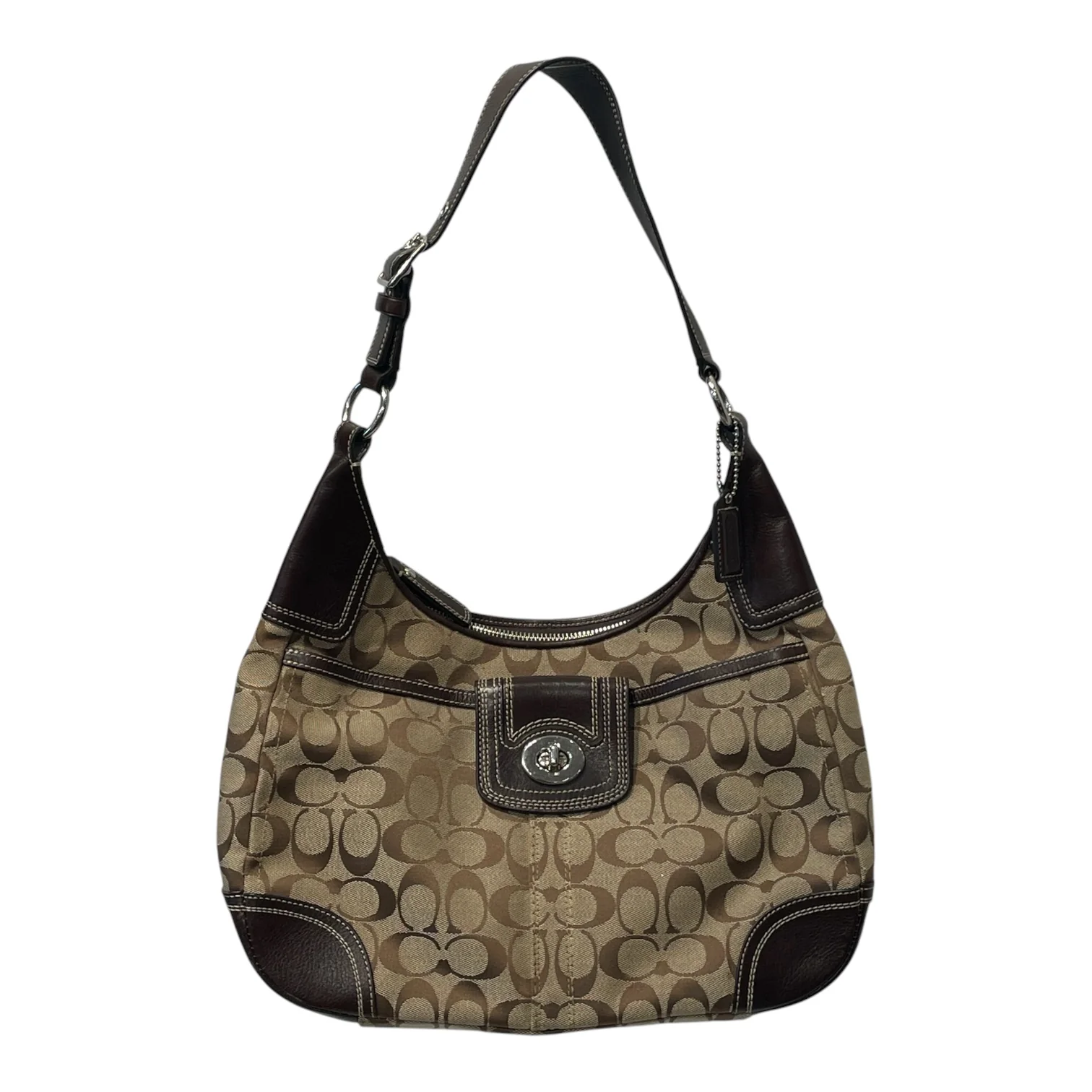 COACH/Hand Bag/Monogram/Cotton/KHK/SIGNATURE SUFFLETTE