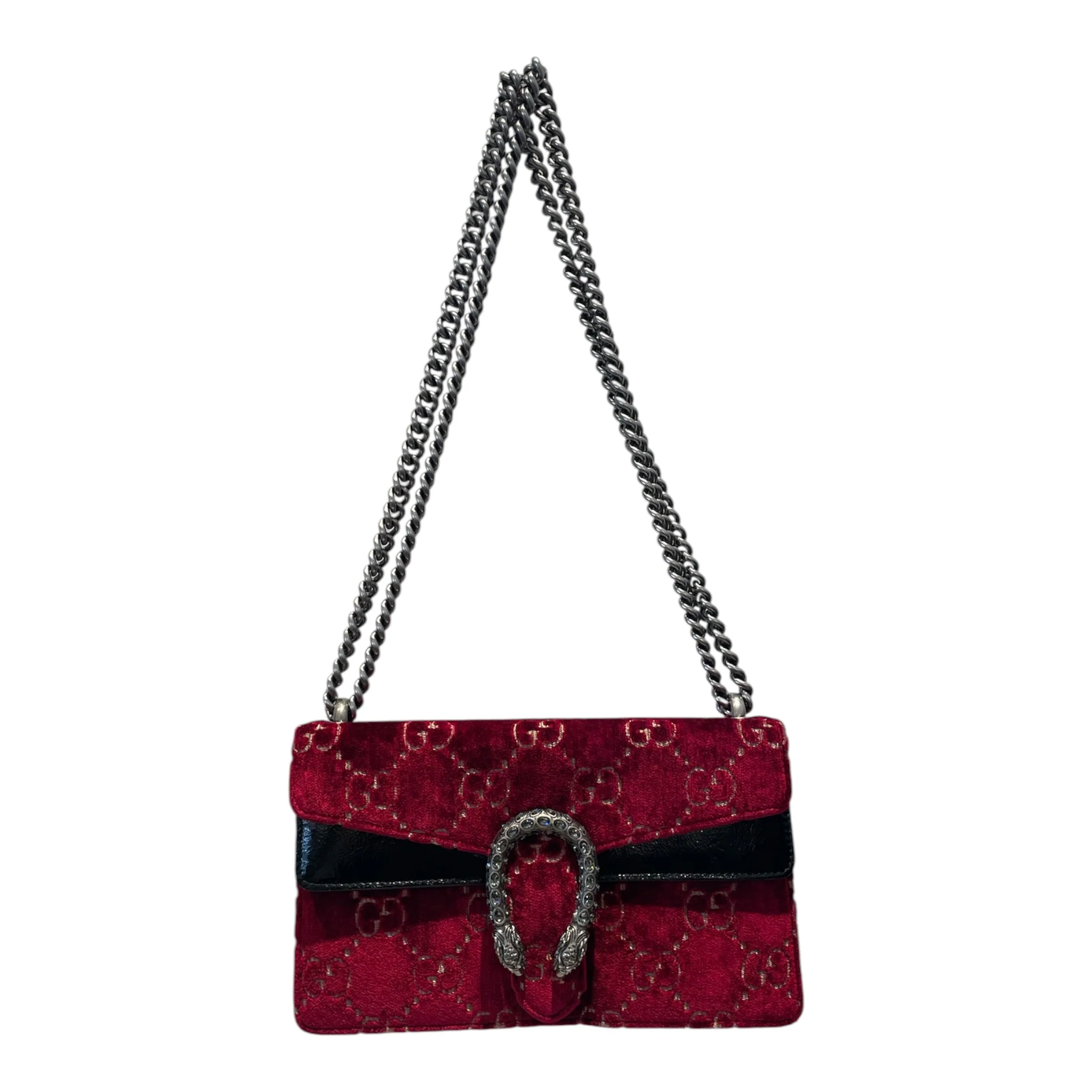 GUCCI/Cross Body Bag/RED/Red Velvet Dionysus Chain Bag