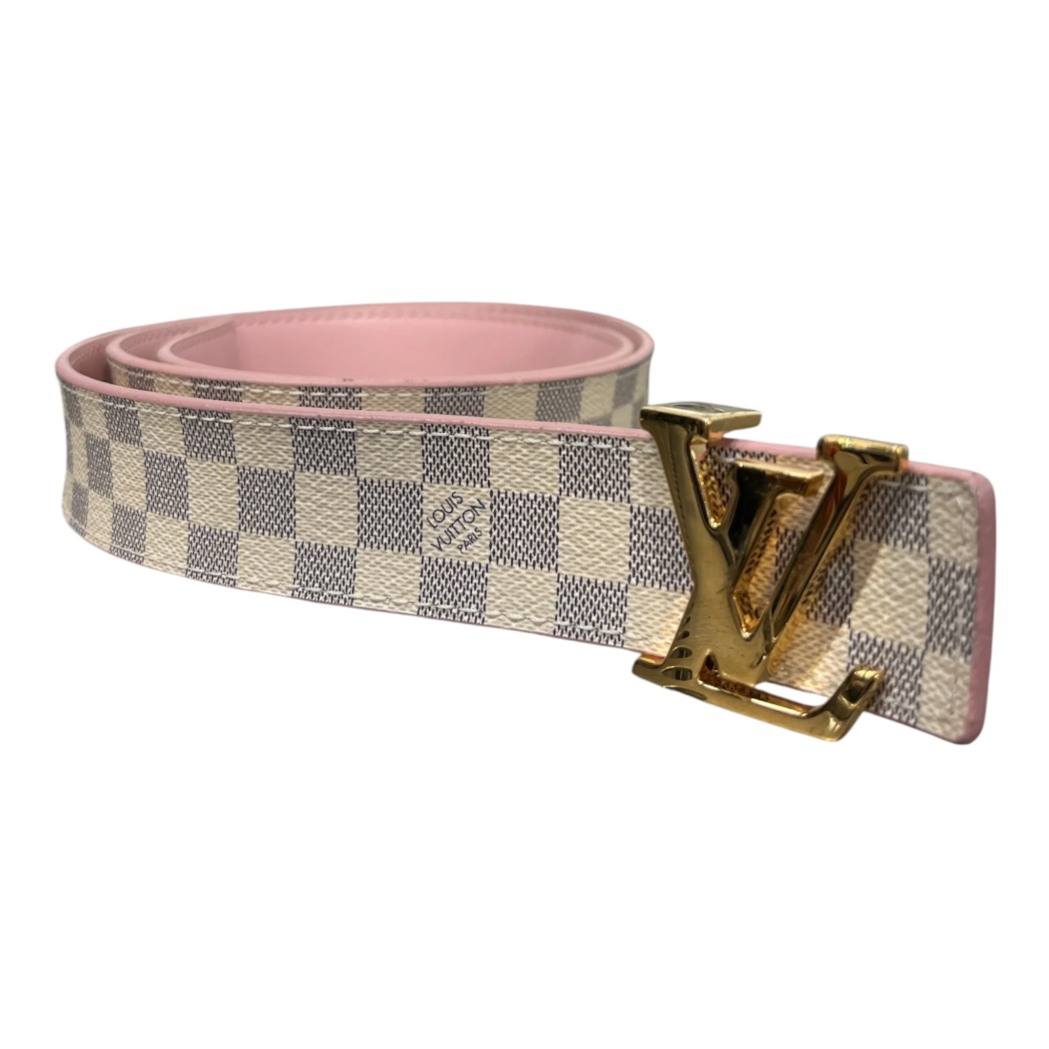 LOUIS VUITTON/Belt/All Over Print/Leather/MLT/DAMIER AZUR REVERSIBLE PINK