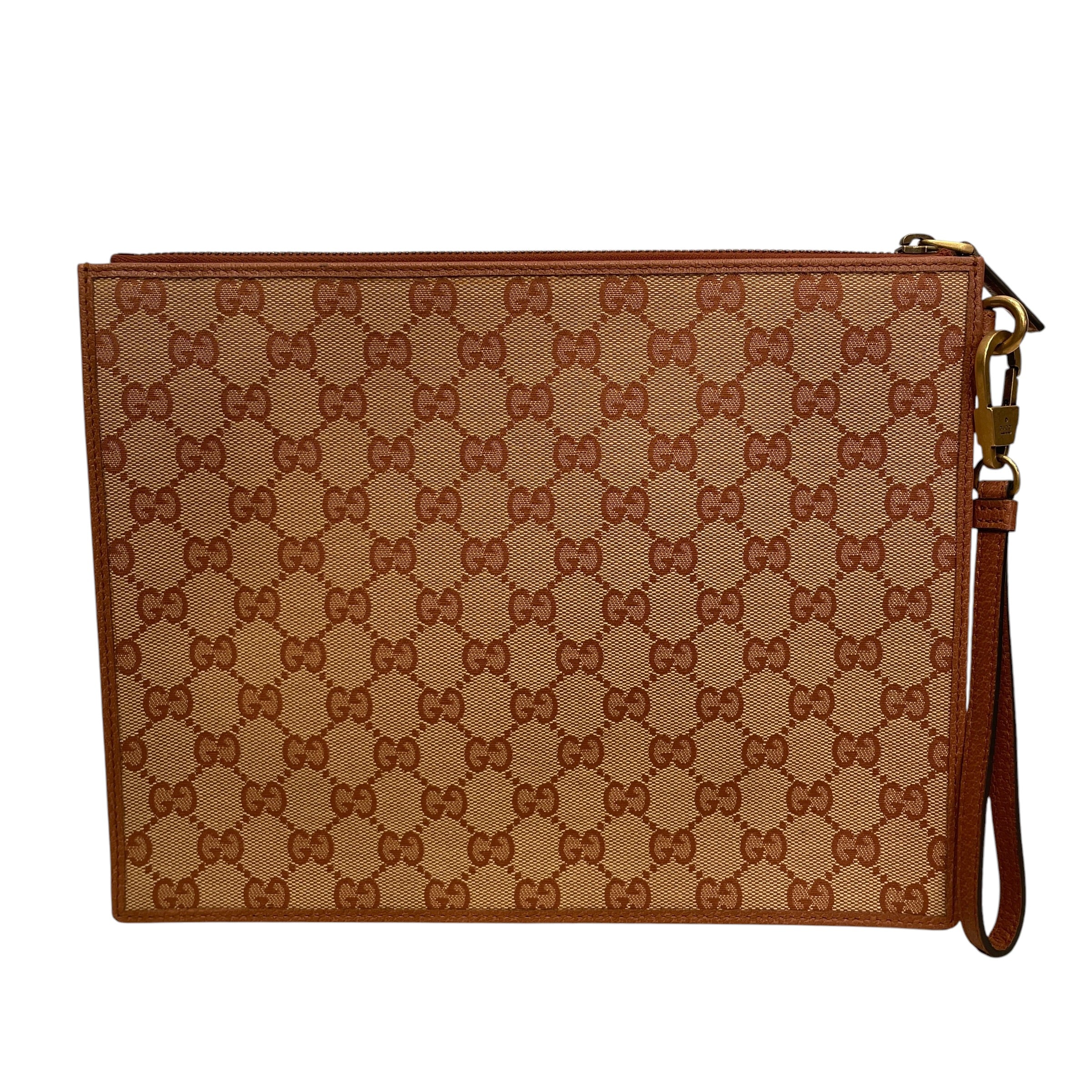 GUCCI/Pouch/Monogram/Leather/BEG/YANKEES EMBROIDERY