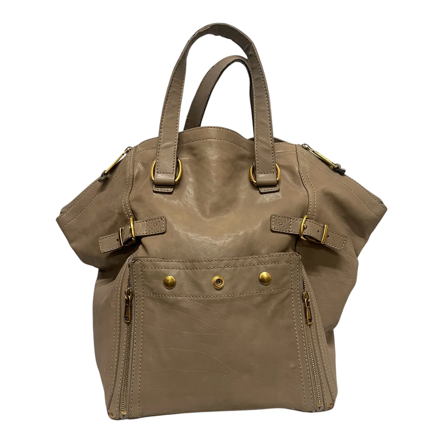 YVES SAINT LAURENT/Tote Bag/Leather/BEG/downtown bag