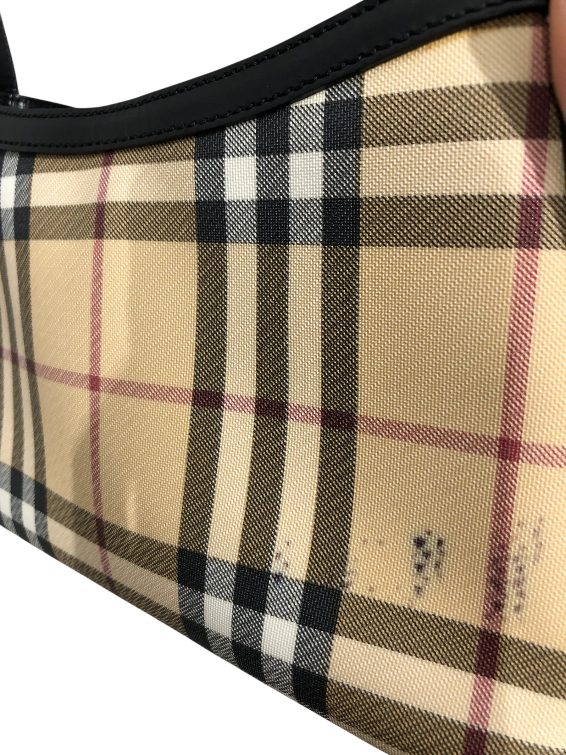 BURBERRY LONDON/Hand Bag/Plaid/BEG/NOVA CHECK BAGUETTE SHOULDER