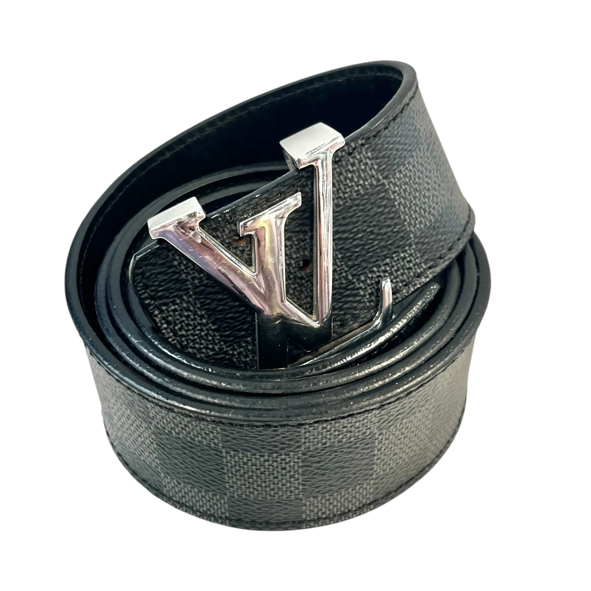 LOUIS VUITTON/Belt/Hombre Check/Leather/BLK/DAMIER GRAPHITE CANVAS