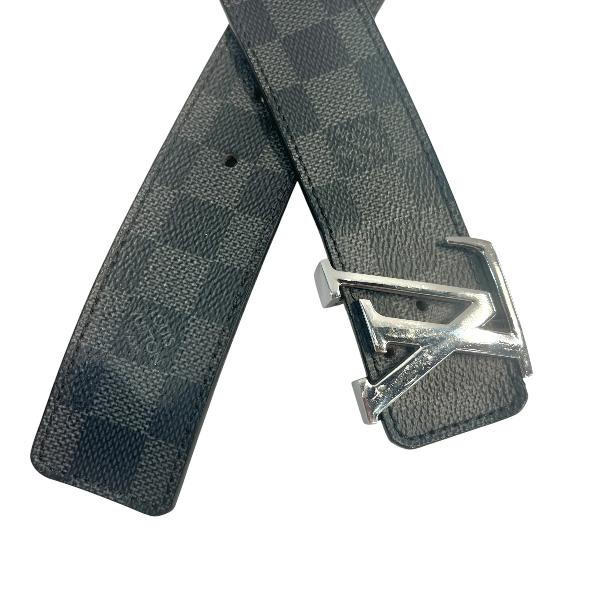 LOUIS VUITTON/Belt/Hombre Check/Leather/BLK/DAMIER GRAPHITE CANVAS
