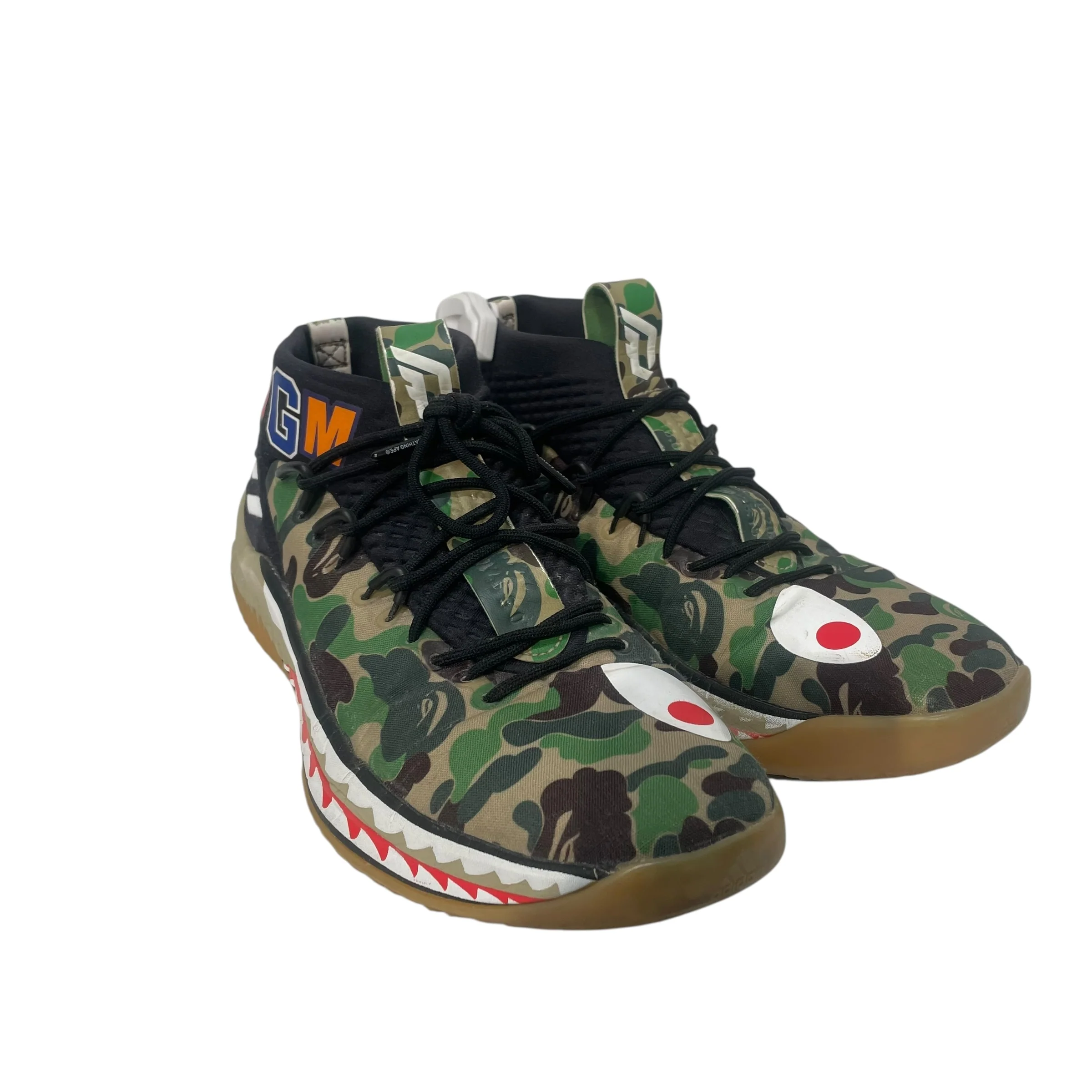 adidas/A BATHING APE/DAME4 BAPE/Hi-Sneakers/US 9/Camouflage/Cotton/GRN/AP9974
