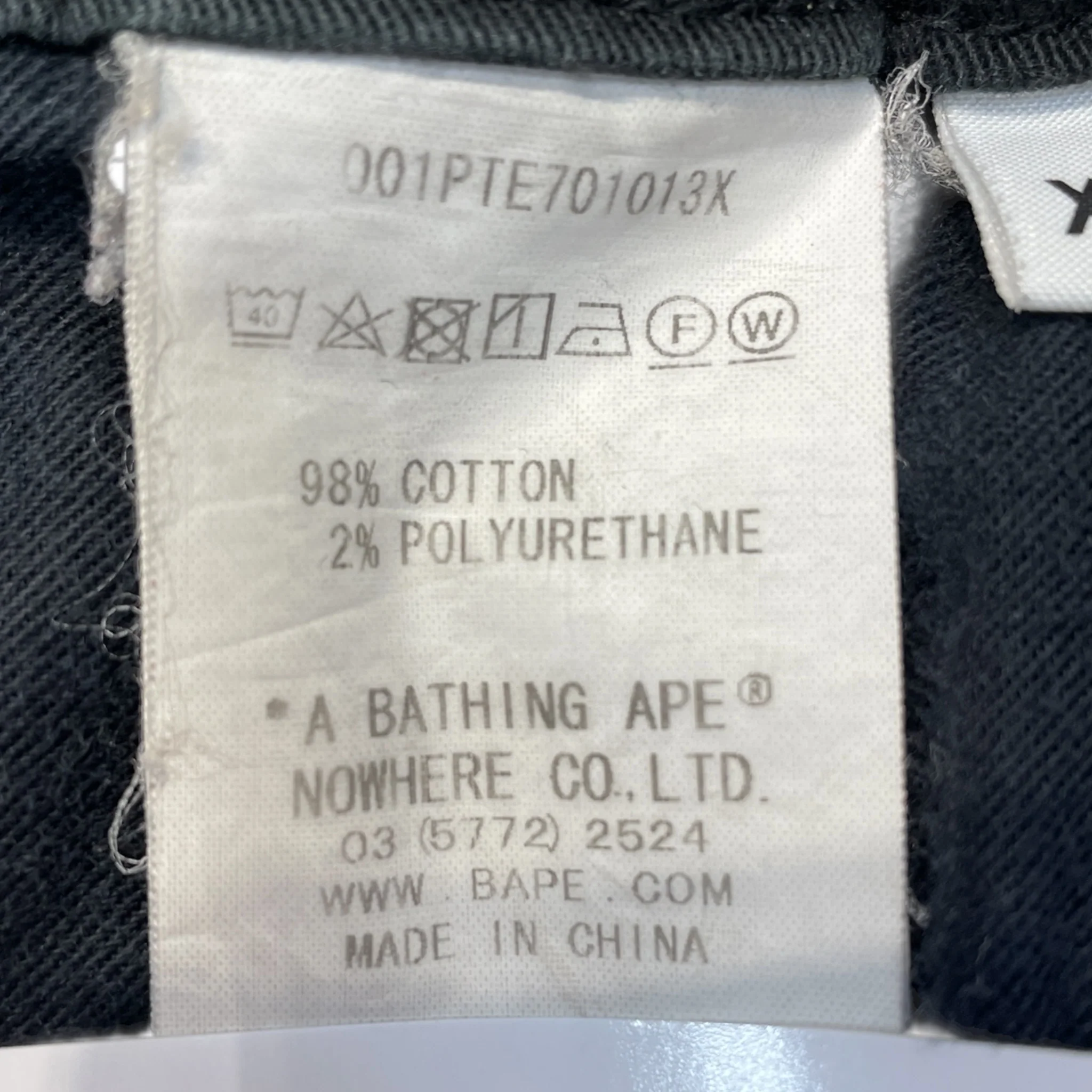 A BATHING APE/Straight Pants/XL/Cotton/BLK/
