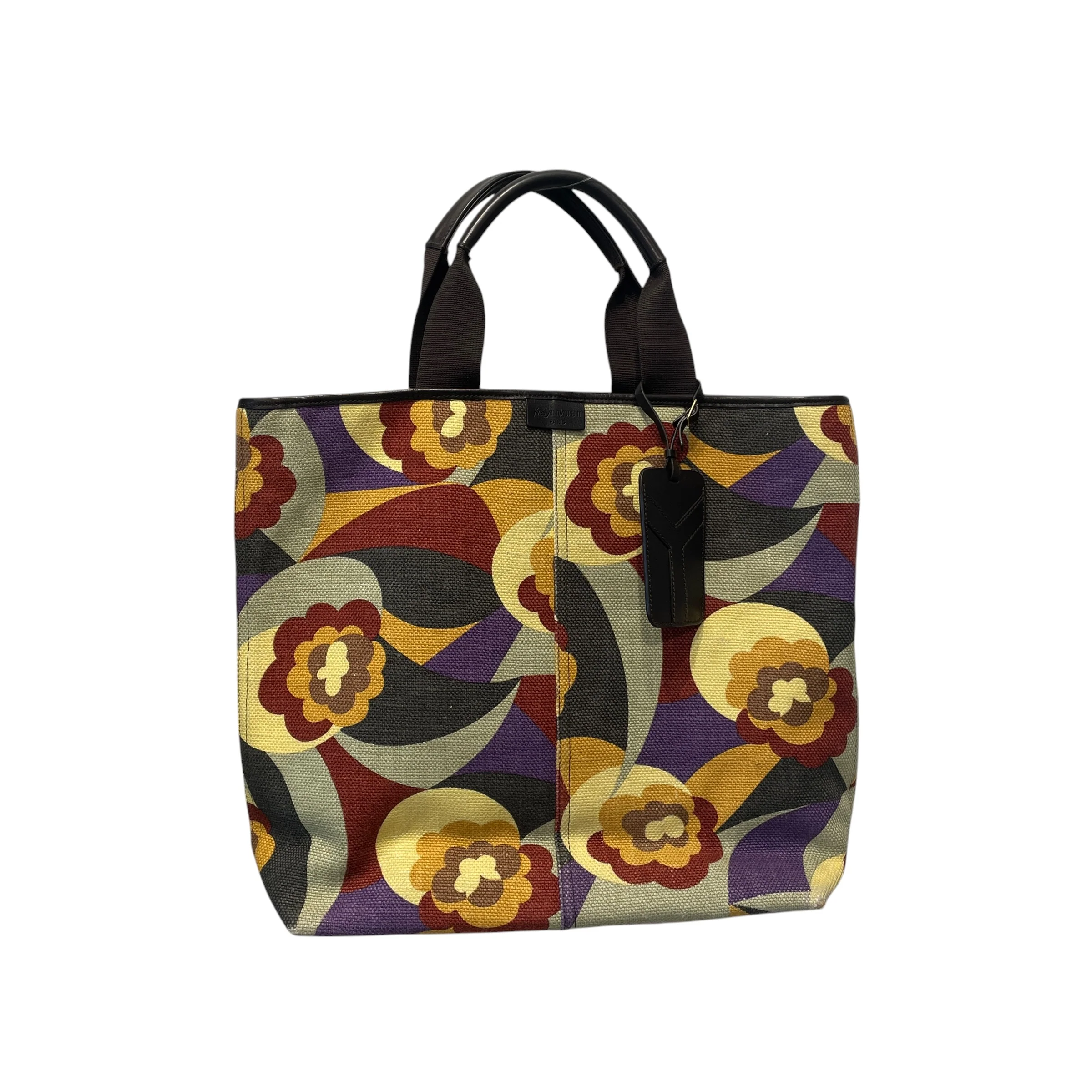 YVES SAINT LAURENT/Tote Bag/Floral Pattern/MLT/CANVAS TANGER TOTE LEATHERTRIM