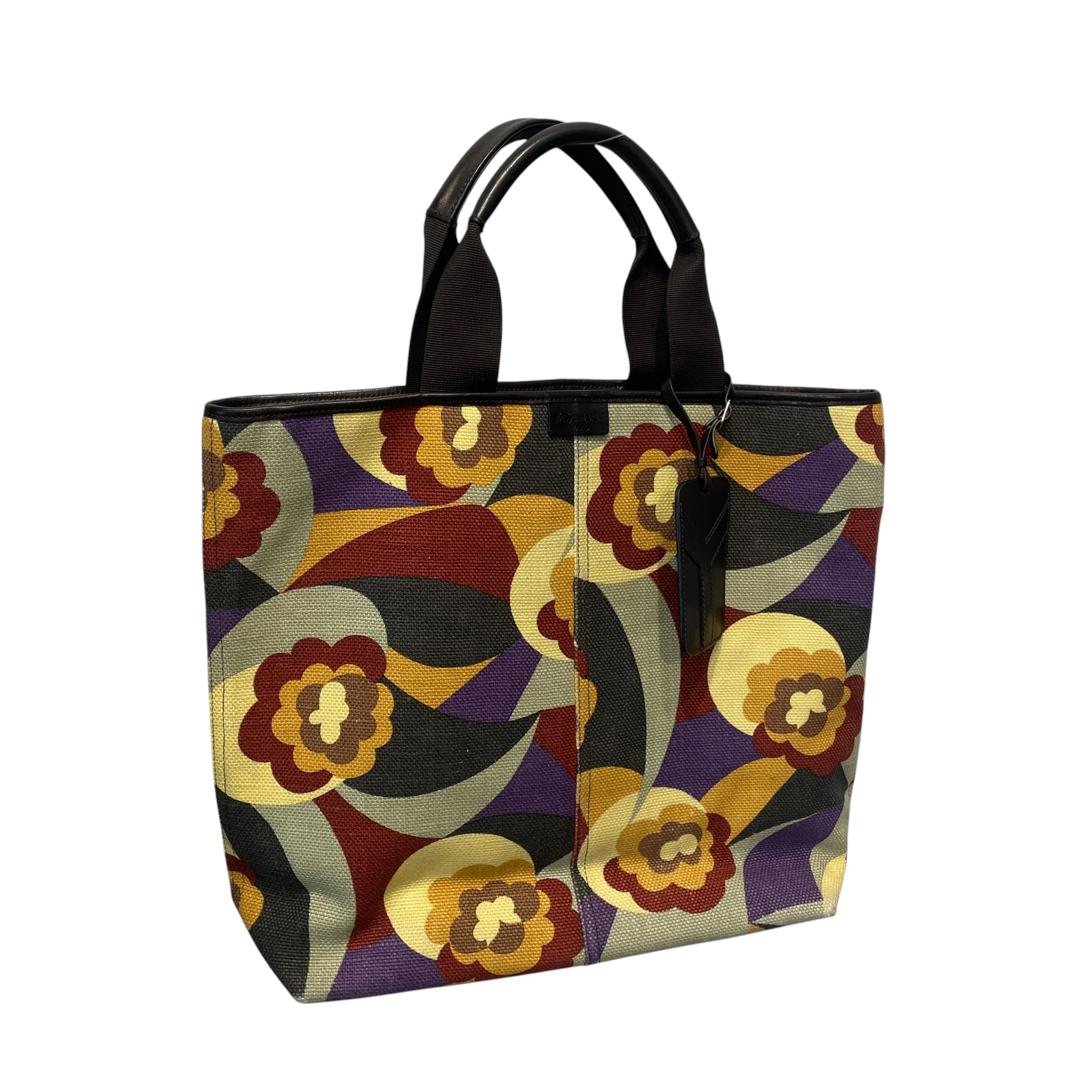 YVES SAINT LAURENT/Tote Bag/Floral Pattern/MLT/CANVAS TANGER TOTE LEATHERTRIM