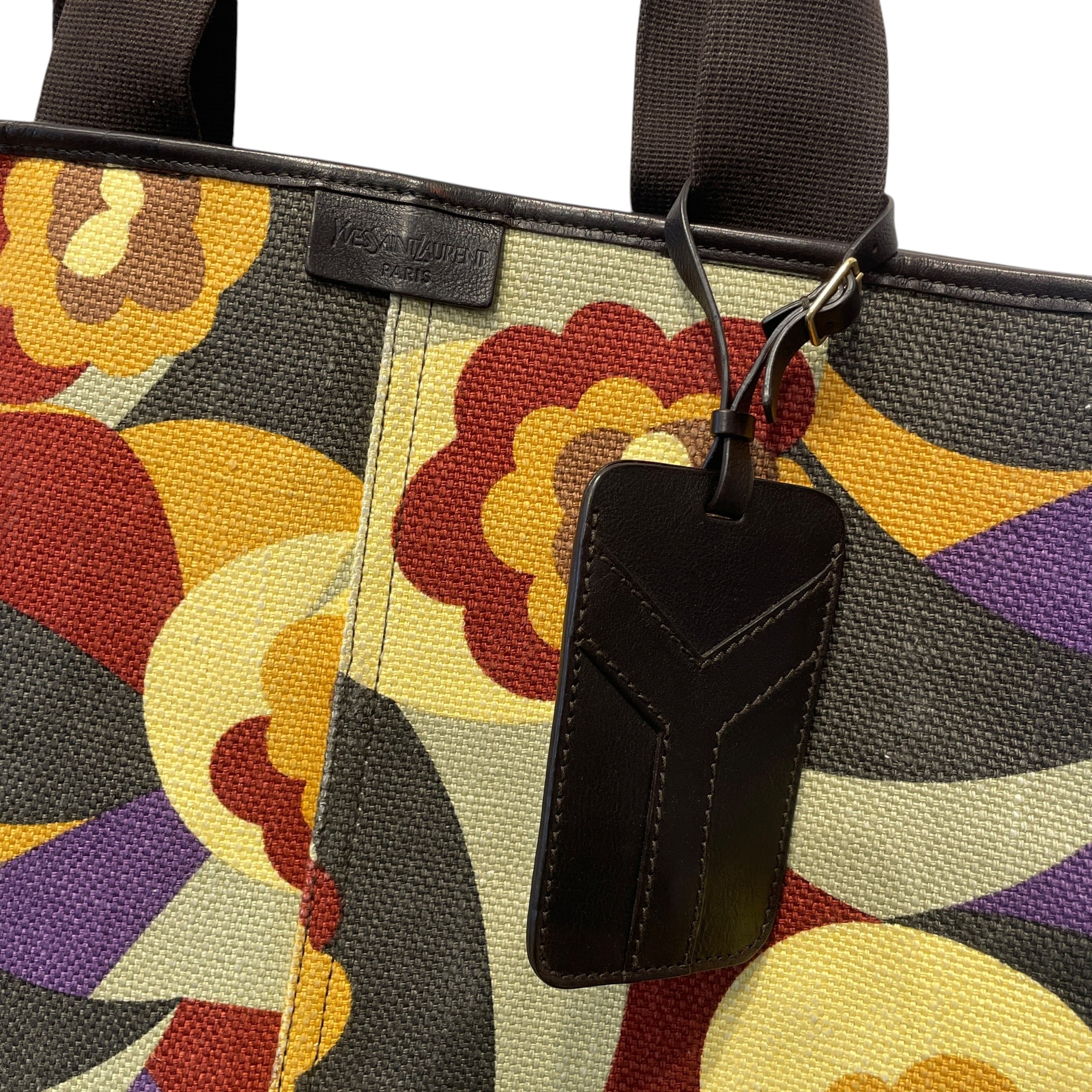 YVES SAINT LAURENT/Tote Bag/Floral Pattern/MLT/CANVAS TANGER TOTE LEATHERTRIM