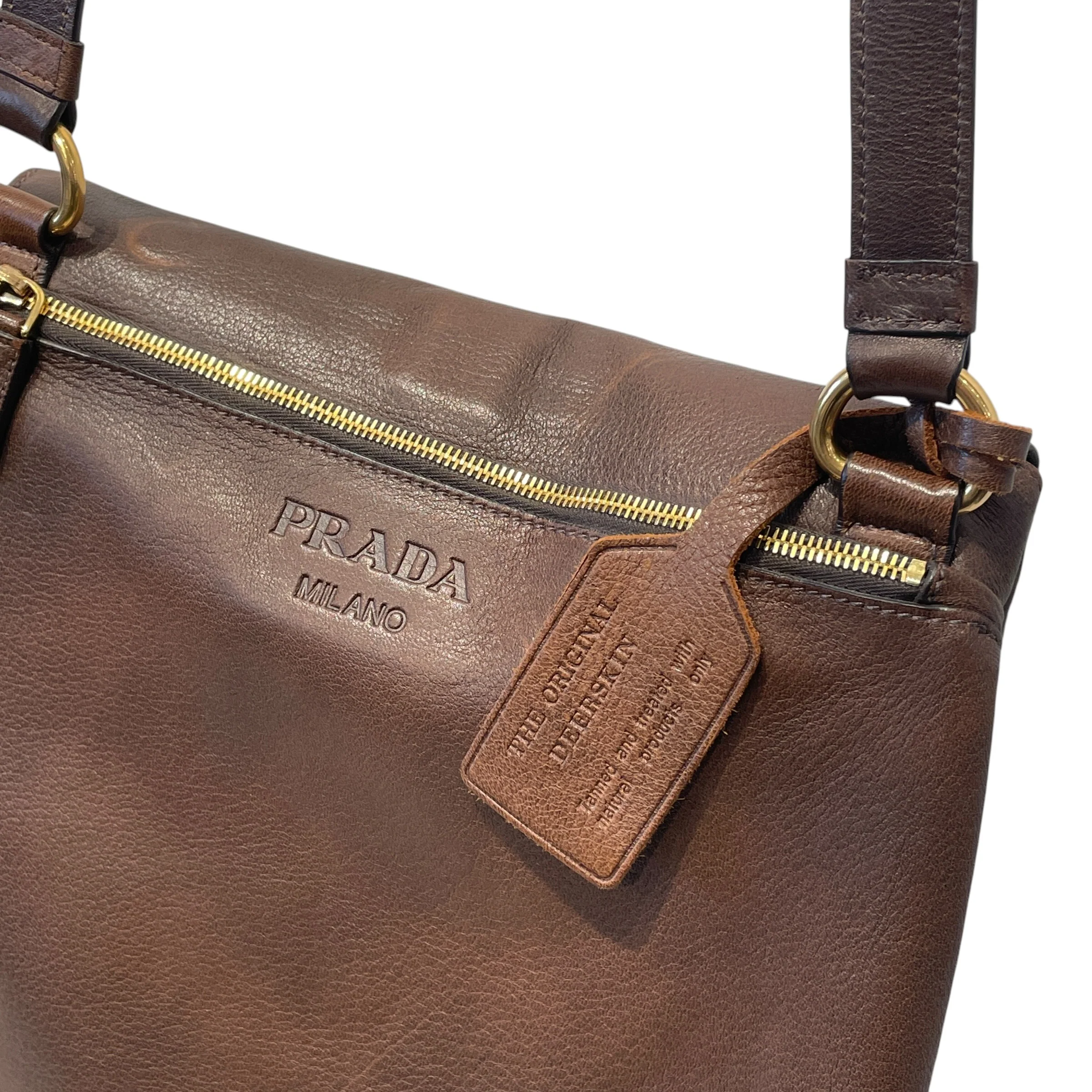 PRADA/Bag/Leather/BRW/MESSENGER BAG DEERSKIN