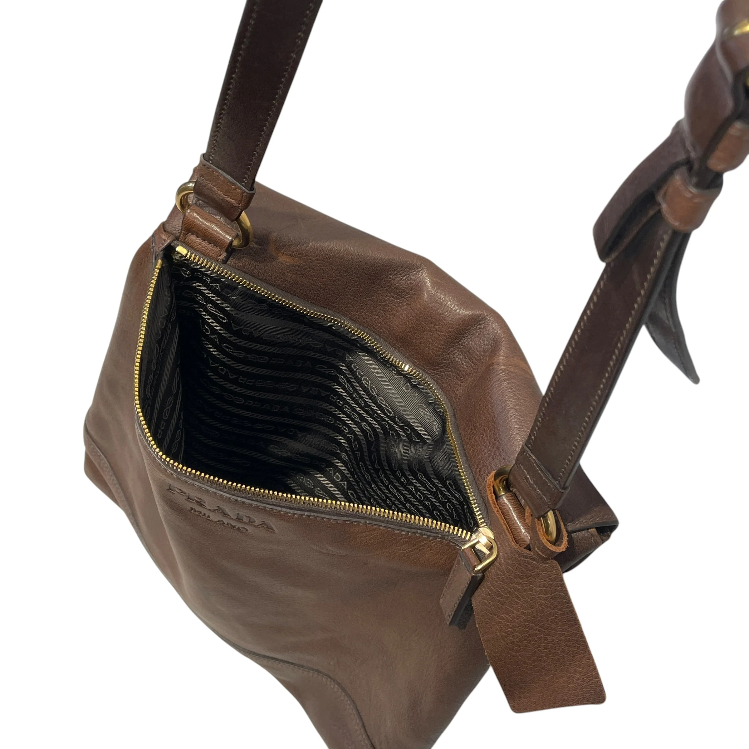 PRADA/Bag/Leather/BRW/MESSENGER BAG DEERSKIN