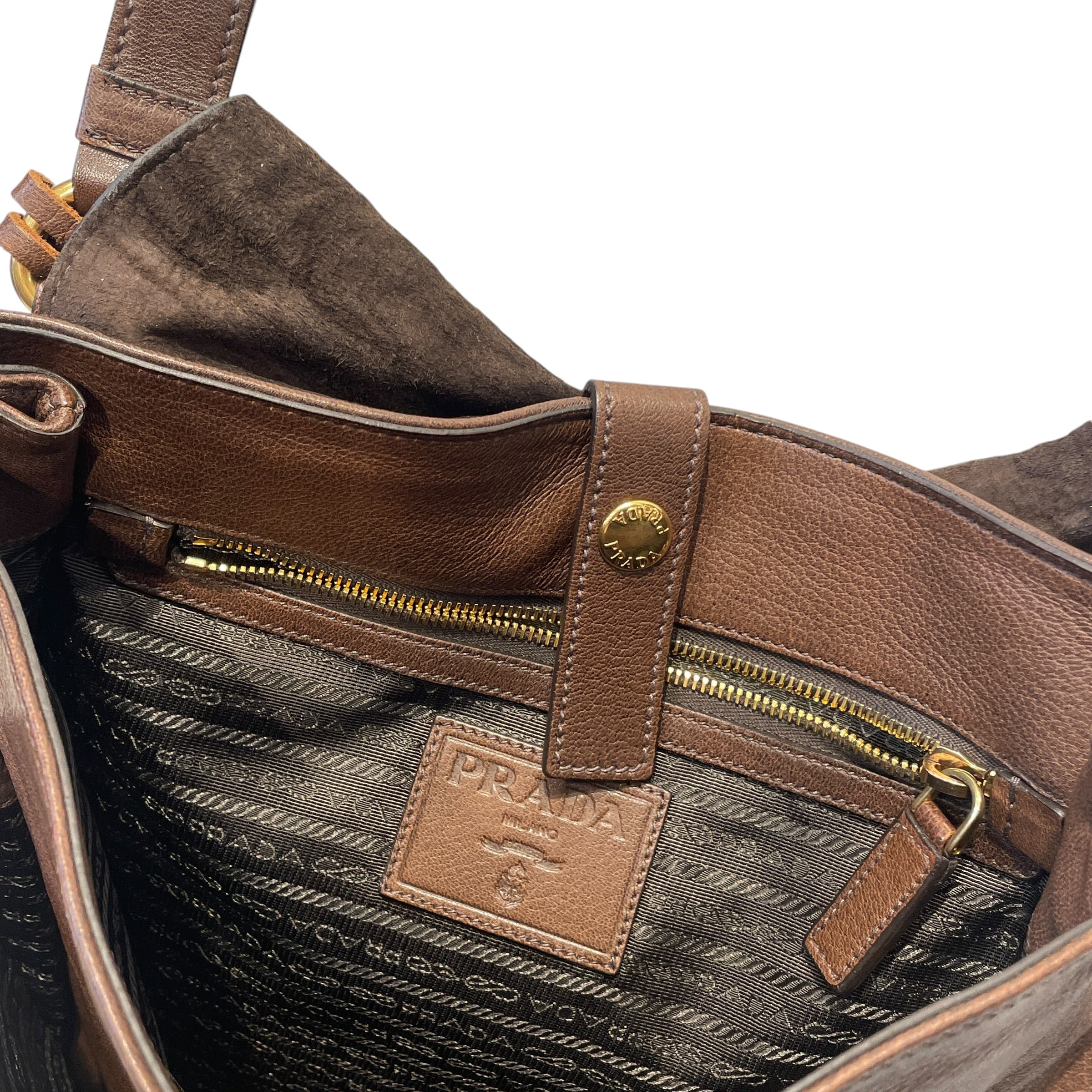 PRADA/Bag/Leather/BRW/MESSENGER BAG DEERSKIN