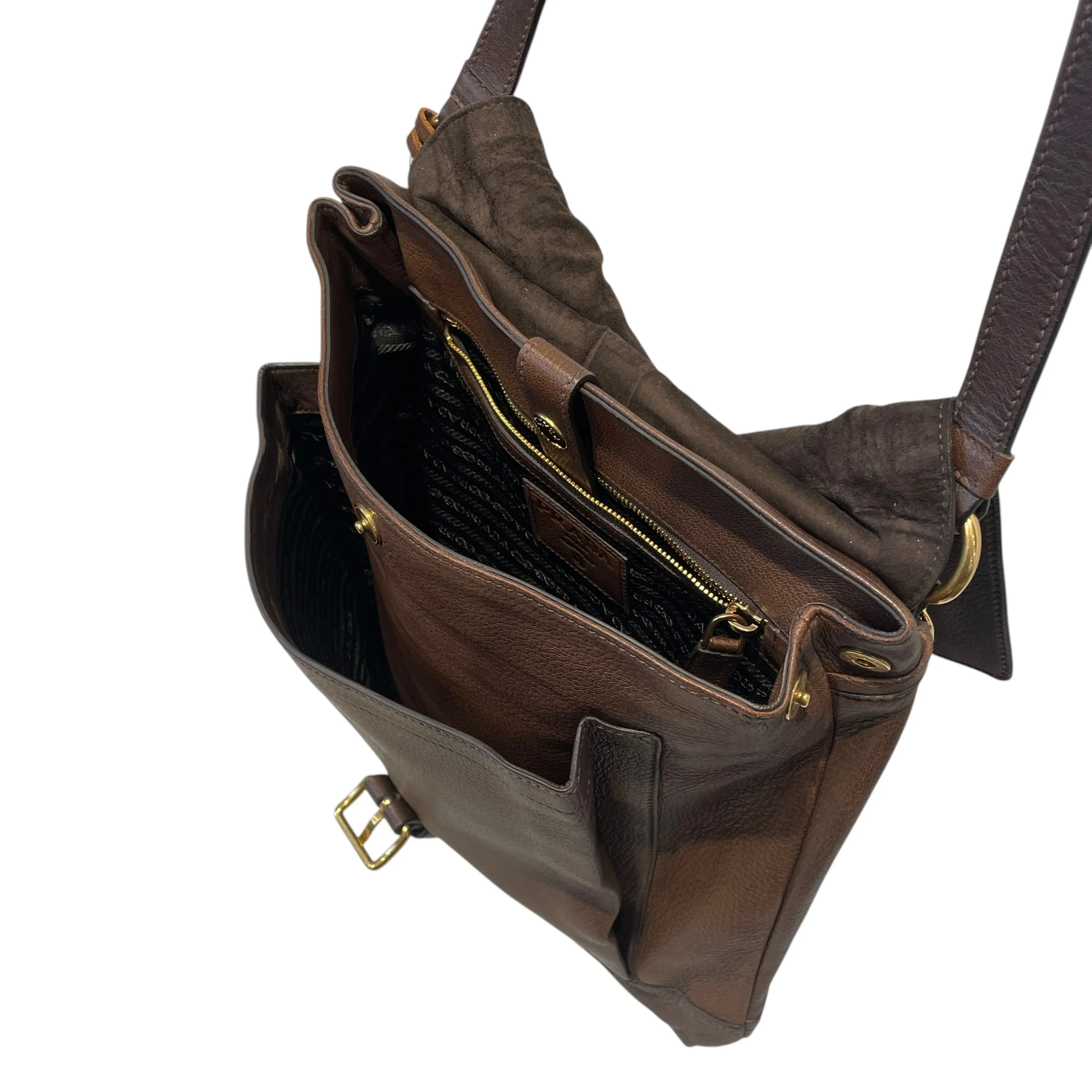 PRADA/Bag/Leather/BRW/MESSENGER BAG DEERSKIN