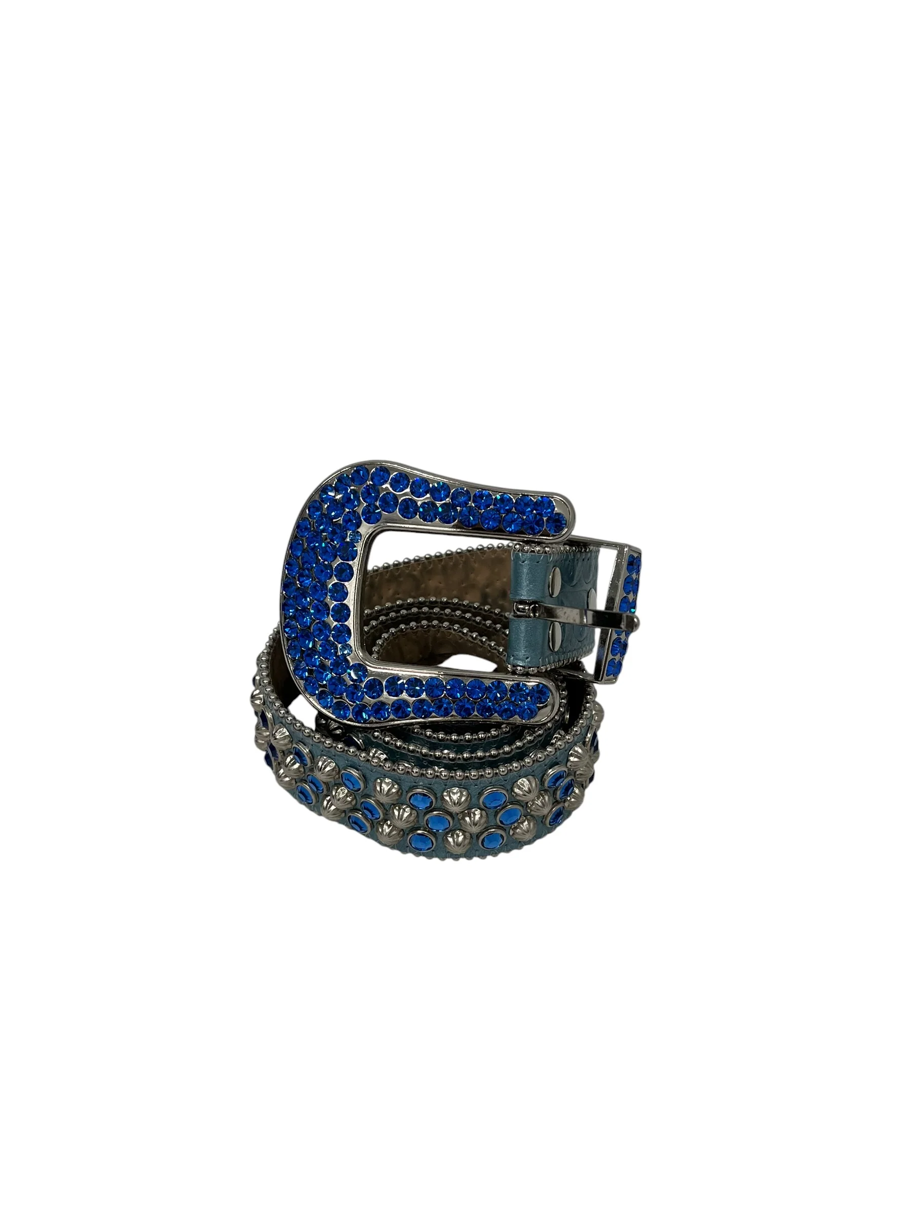 b.b.simon/Belt/Leather/BLU/BLUE & SILVER STUDS