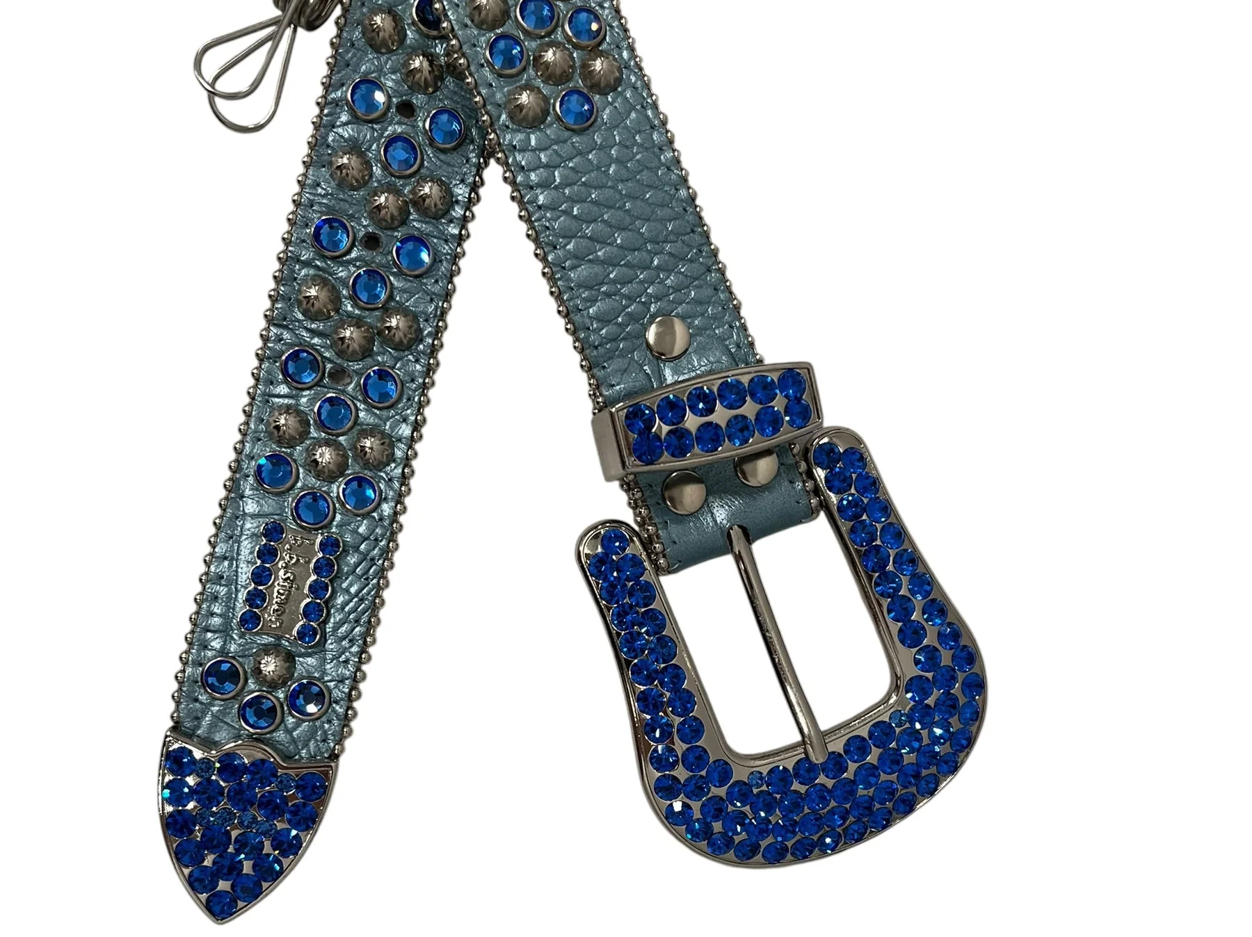 b.b.simon/Belt/Leather/BLU/BLUE & SILVER STUDS