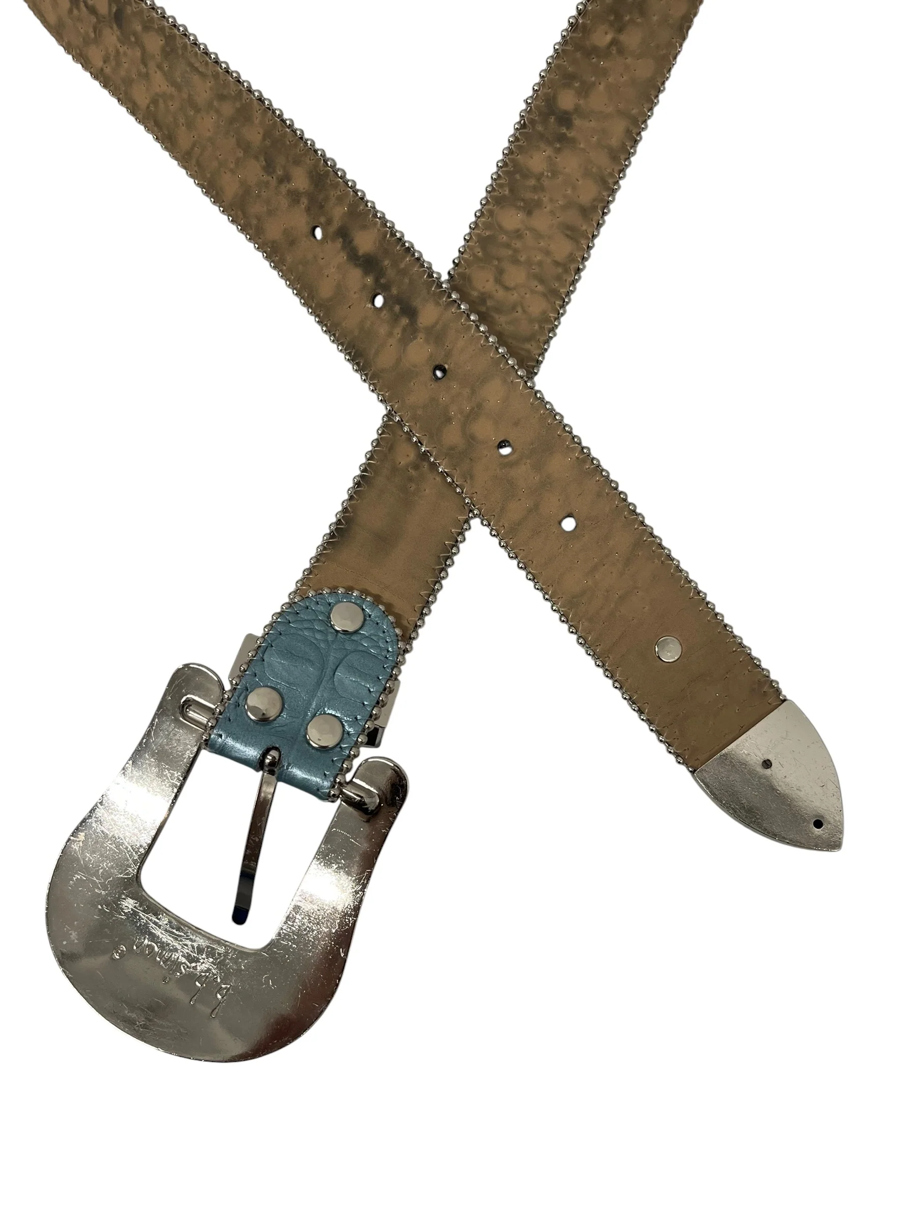 b.b.simon/Belt/Leather/BLU/BLUE & SILVER STUDS