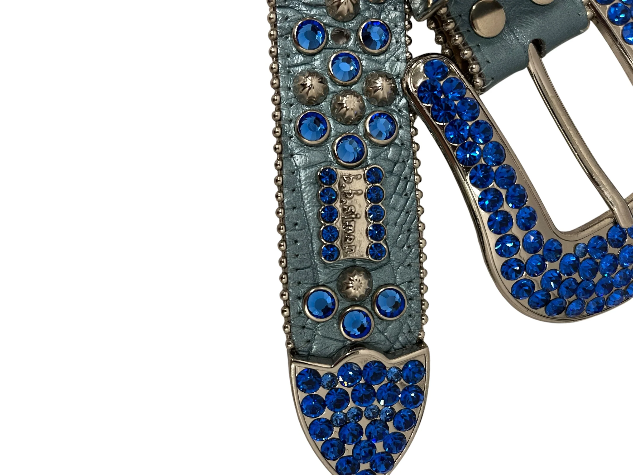 b.b.simon/Belt/Leather/BLU/BLUE & SILVER STUDS