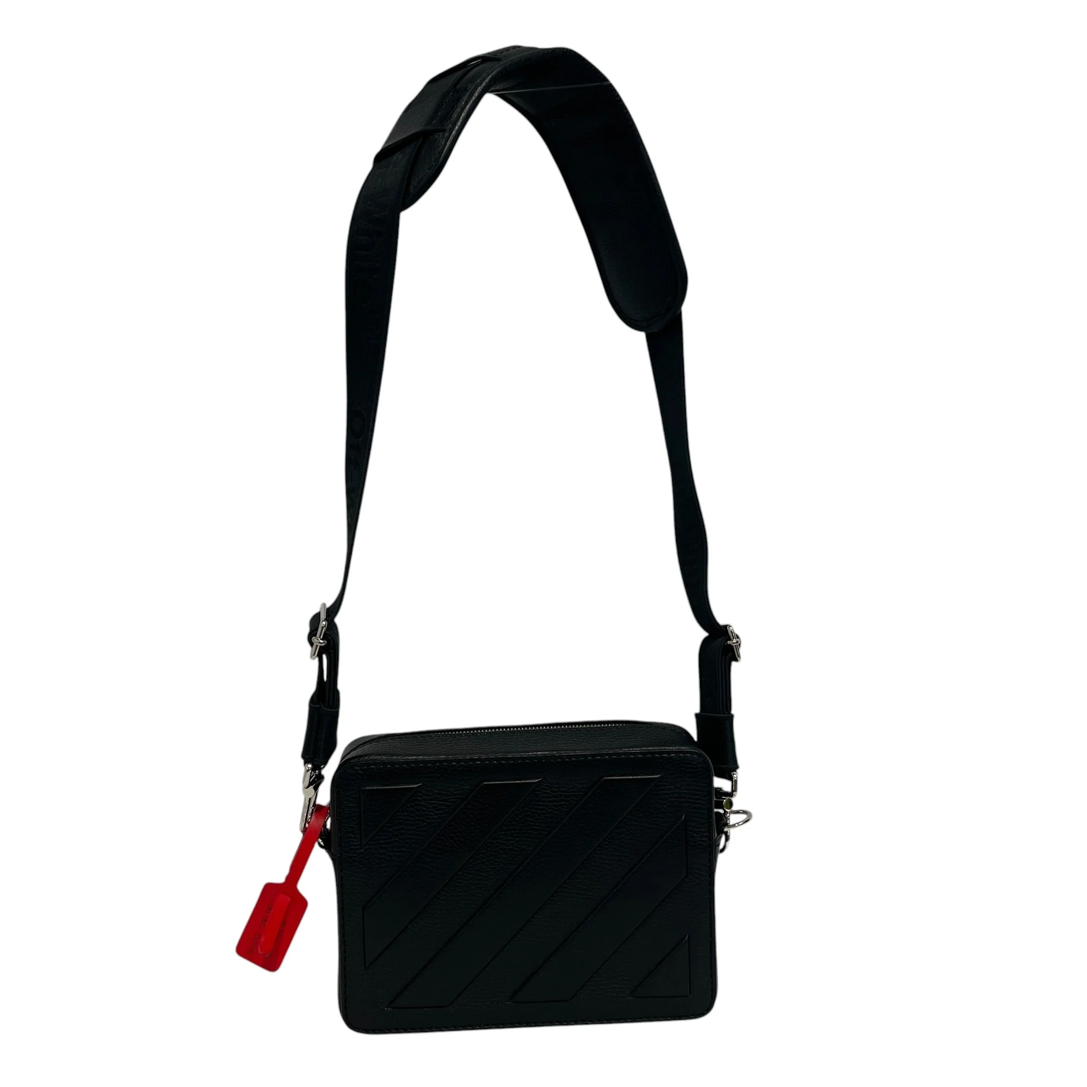 OFF-WHITE/Cross Body Bag/Leather/BLK/diag messenger bag