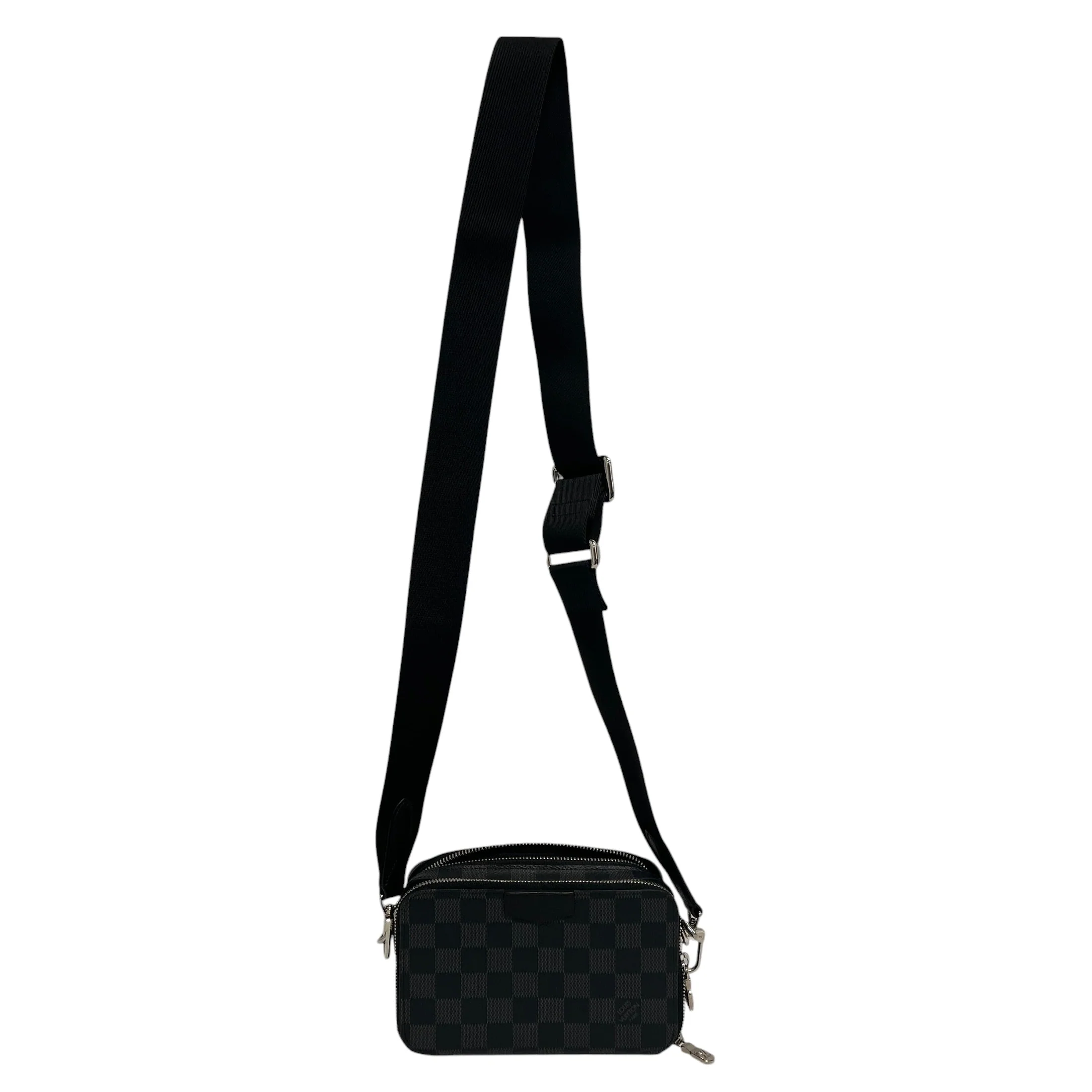 LOUIS VUITTON/Cross Body Bag/Leather/BLK/wearable walet shoulder bag