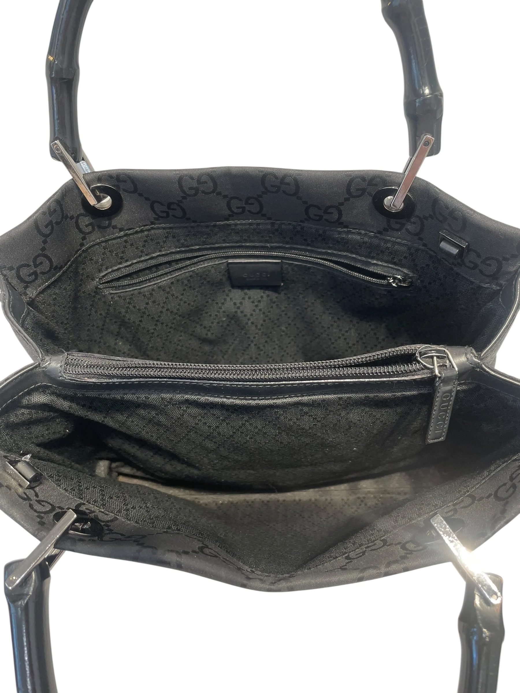 GUCCI/Clutch Bag/Nylon/BLK/BAMBOO BAG