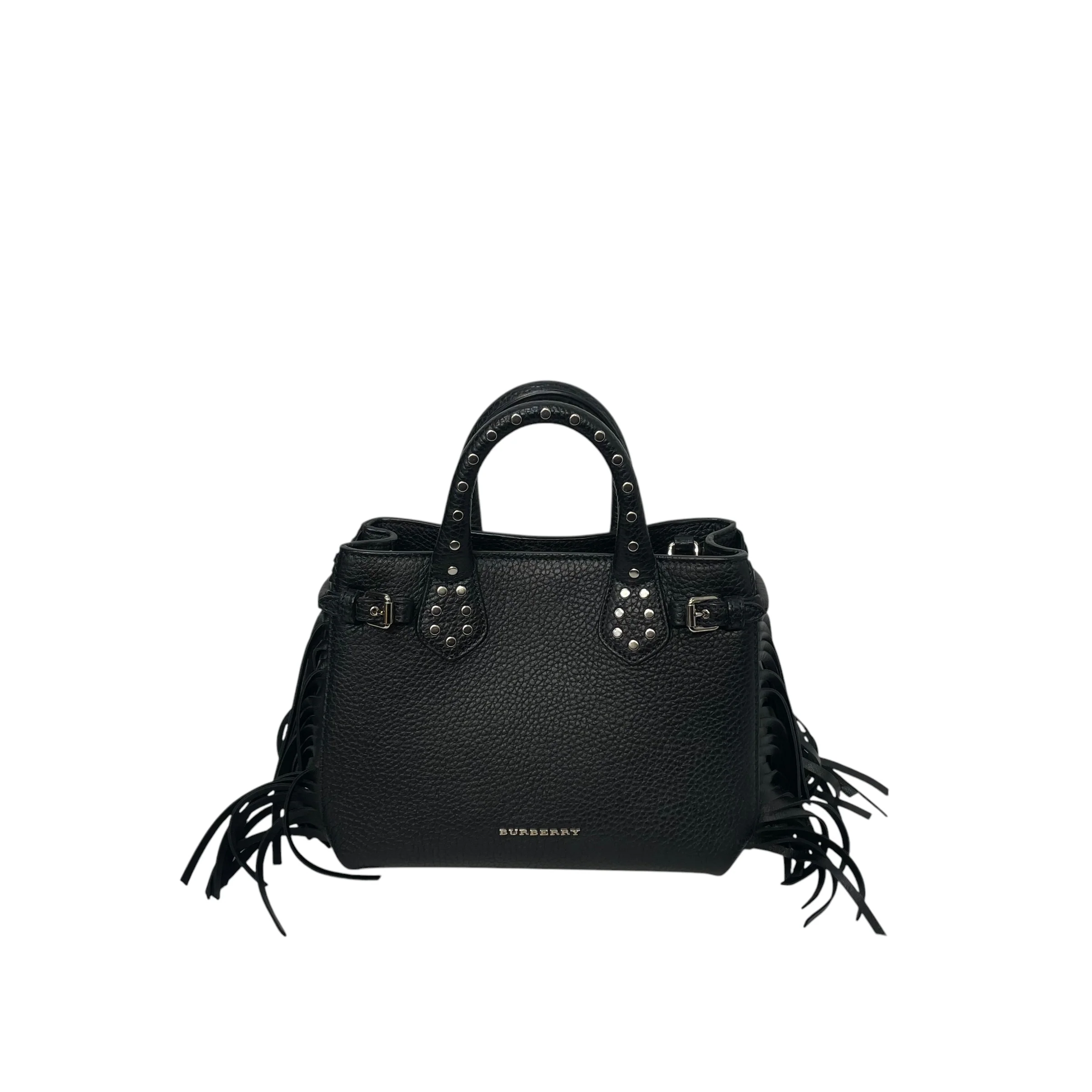 BURBERRY/Cross Body Bag/Leather/BLK/baby studded banner fringe