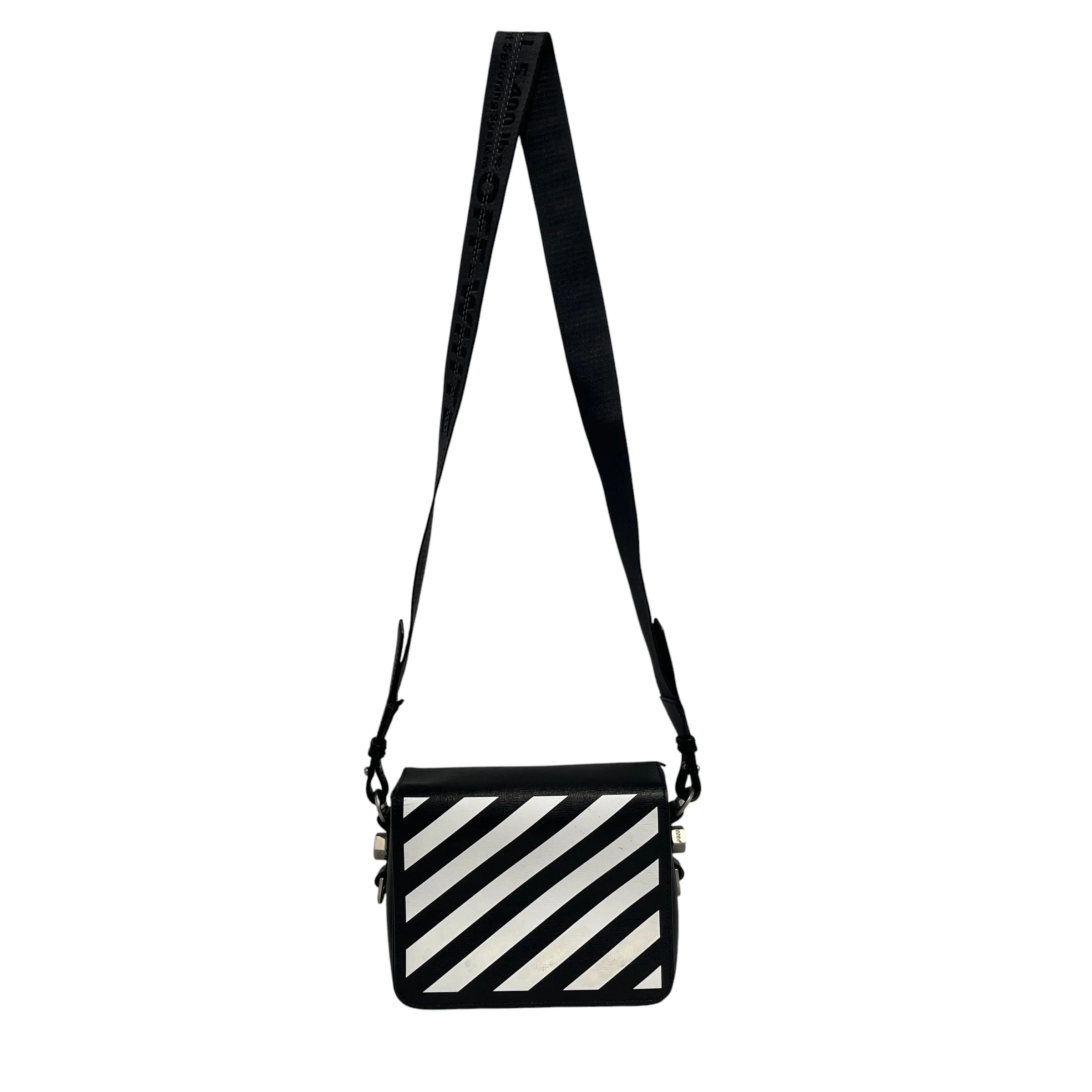 OFF-WHITE/Hand Bag/Stripe/Leather/BLK/Bolts On Side