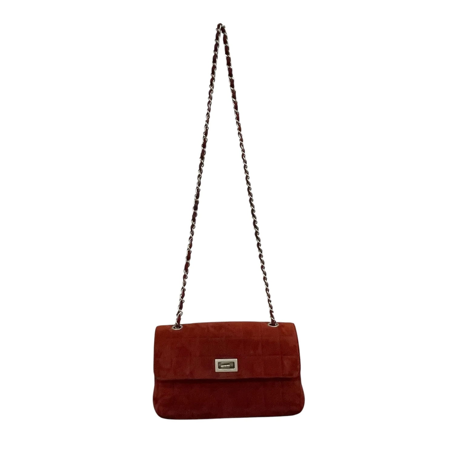 CHANEL/Cross Body Bag/Suede/RED/Red Chane Reissue Cross Body