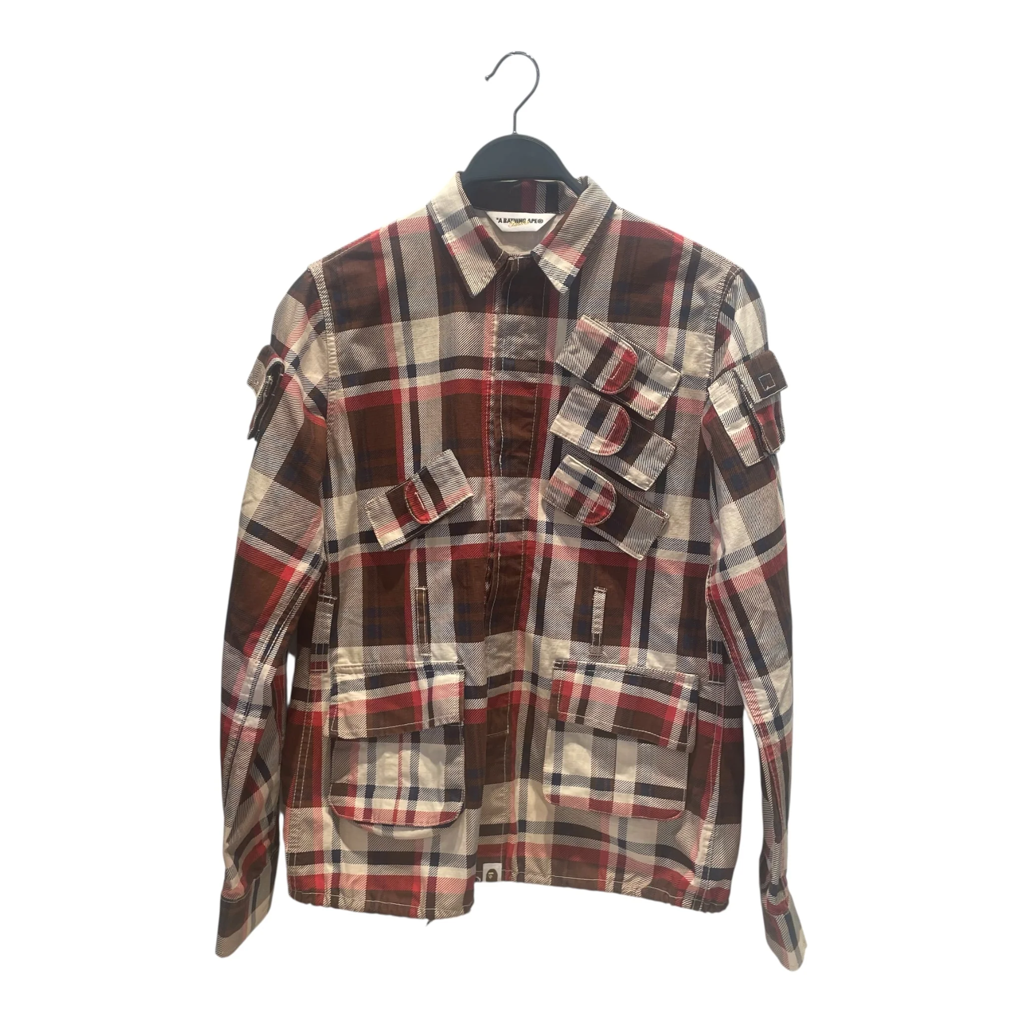 A BATHING APE/Military Jkt/S/Cotton/RED/Plaid/hunting jacket