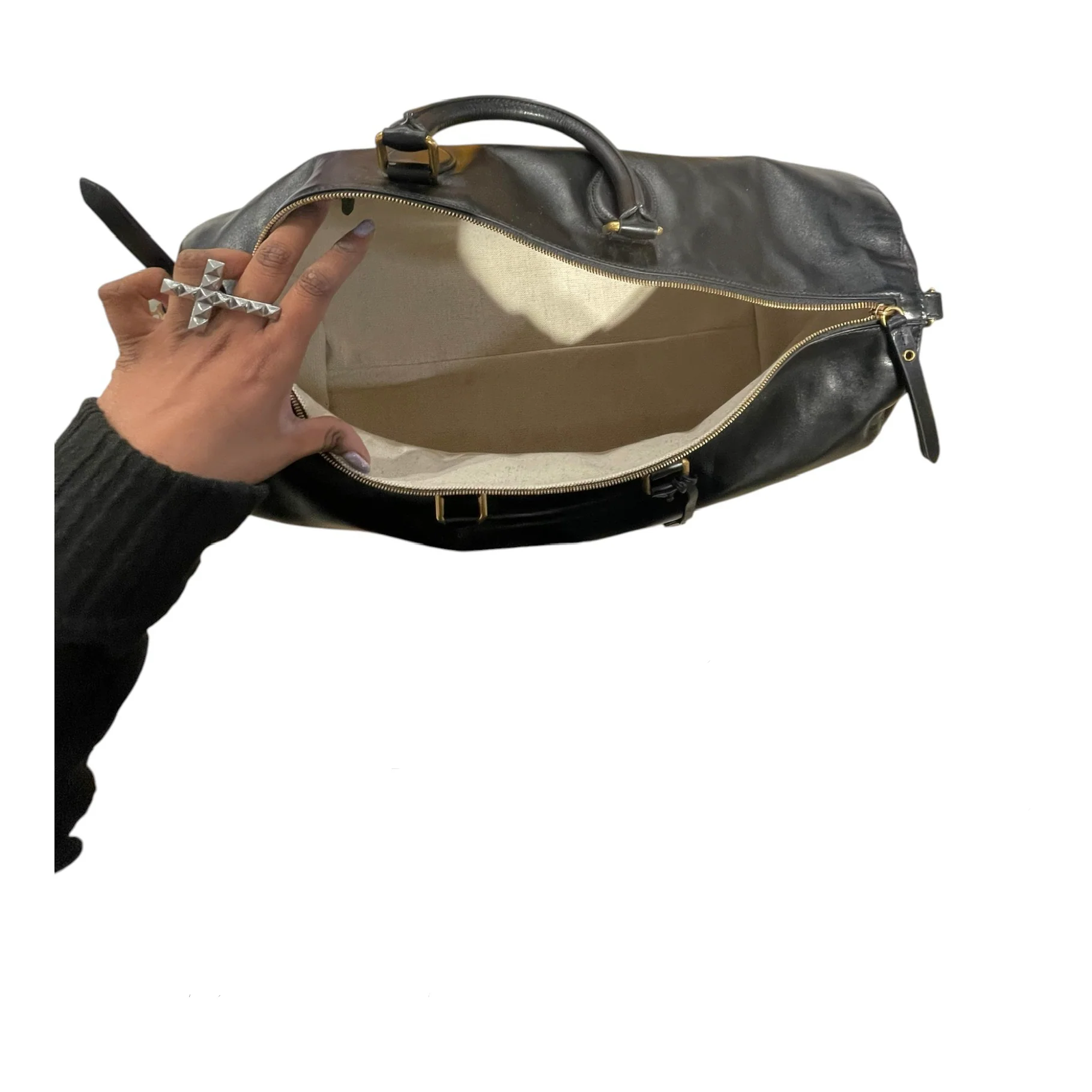 KHAITE/Boston Bag/Leather/BLK/pierre weekend bag