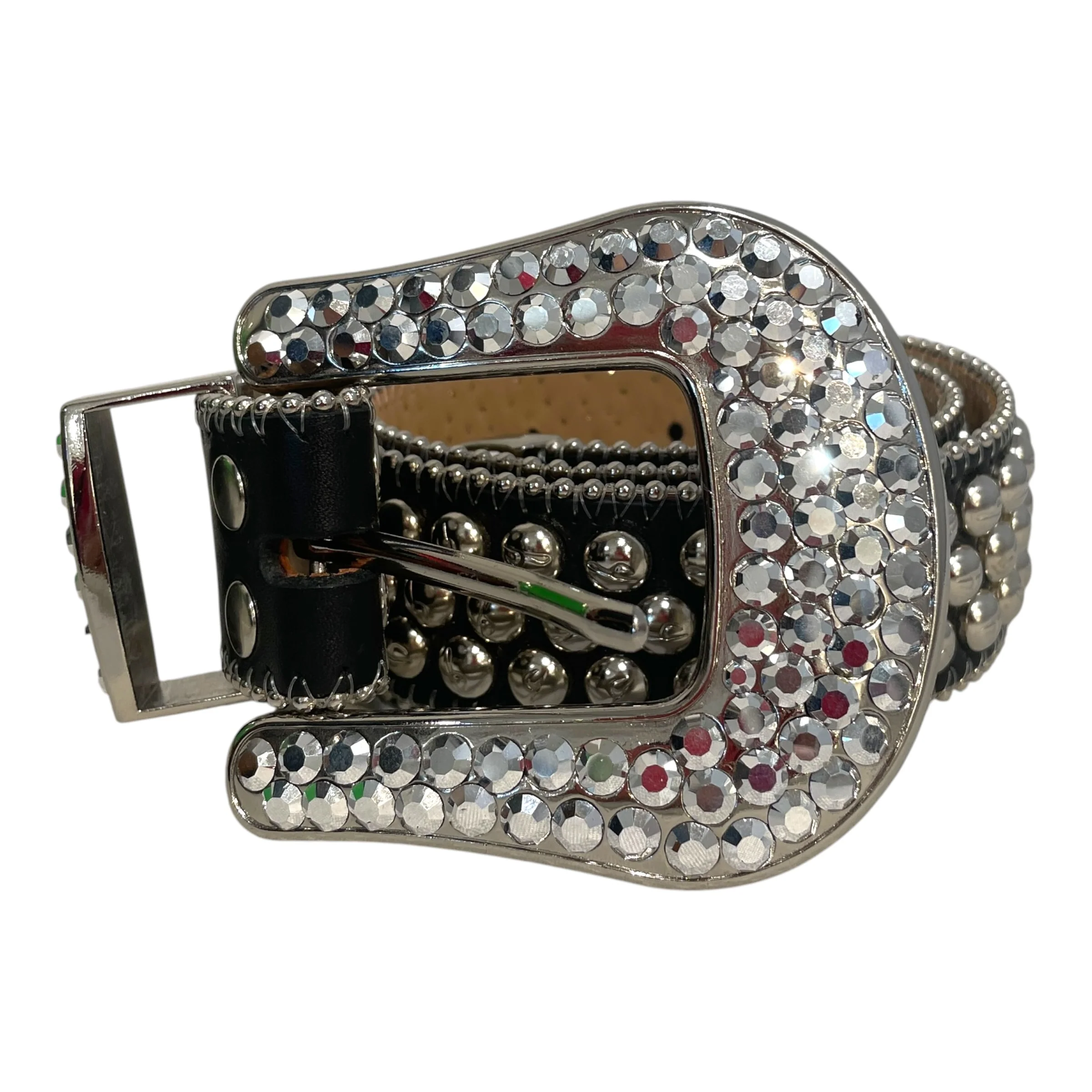 b.b.simon/Belt/All Over Print/Leather/BLK/Studded Western Belt