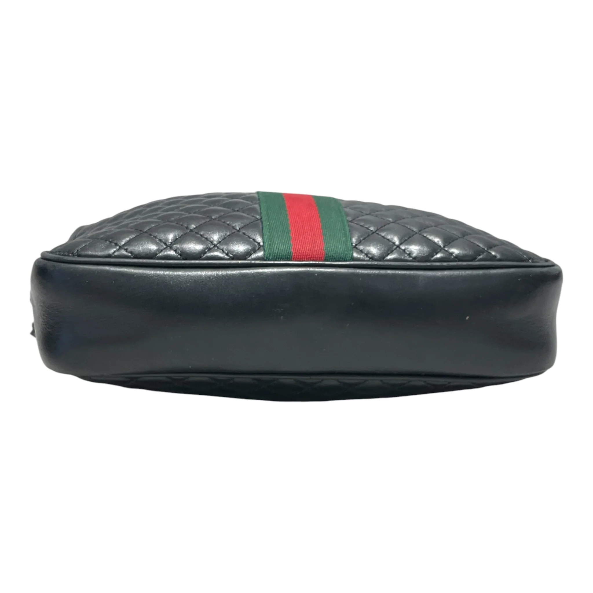 GUCCI/Cross Body Bag/Stripe/Leather/BLK/web stripe small zip