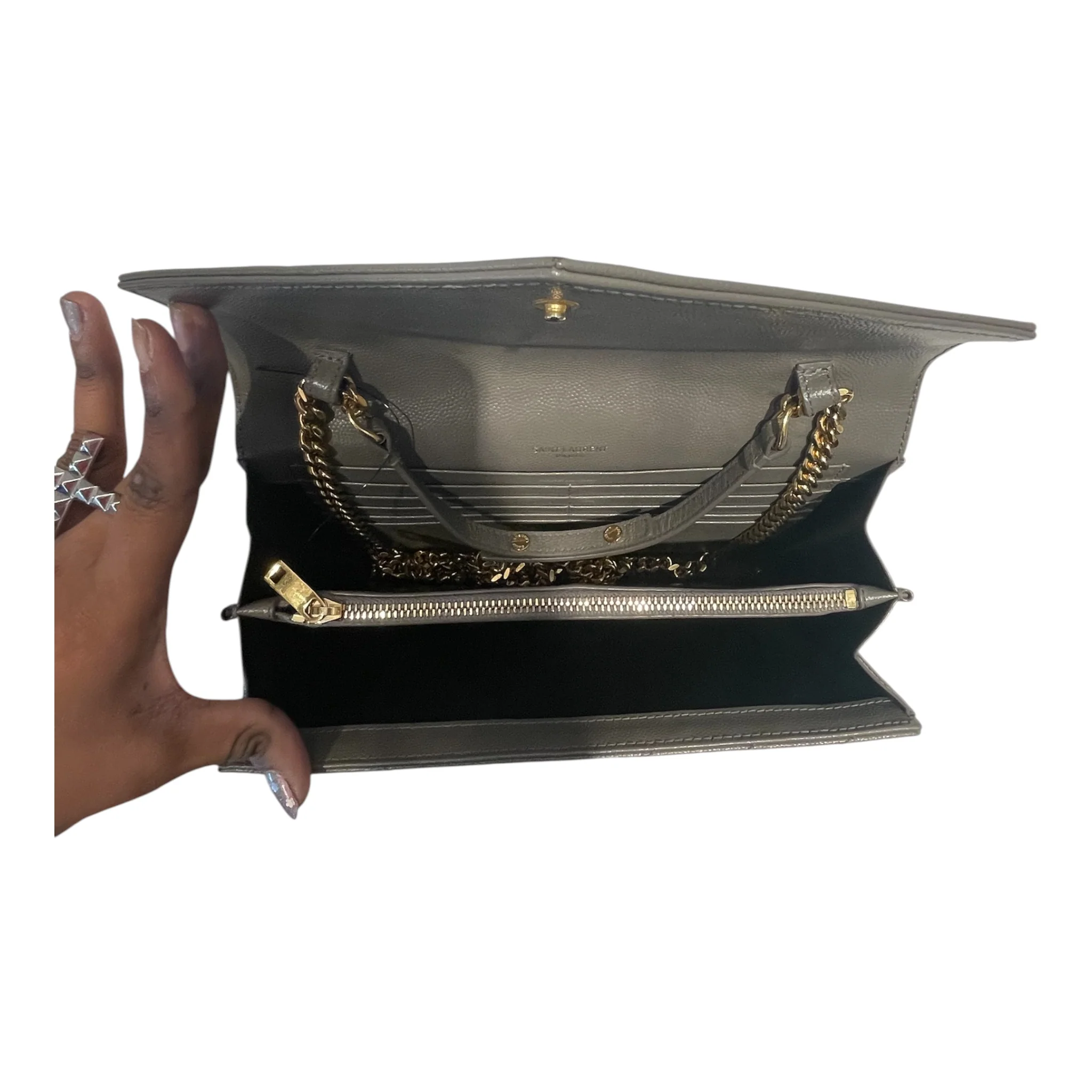 YVES SAINT LAURENT/Bag/Leather/SLV/Envelope flap bag