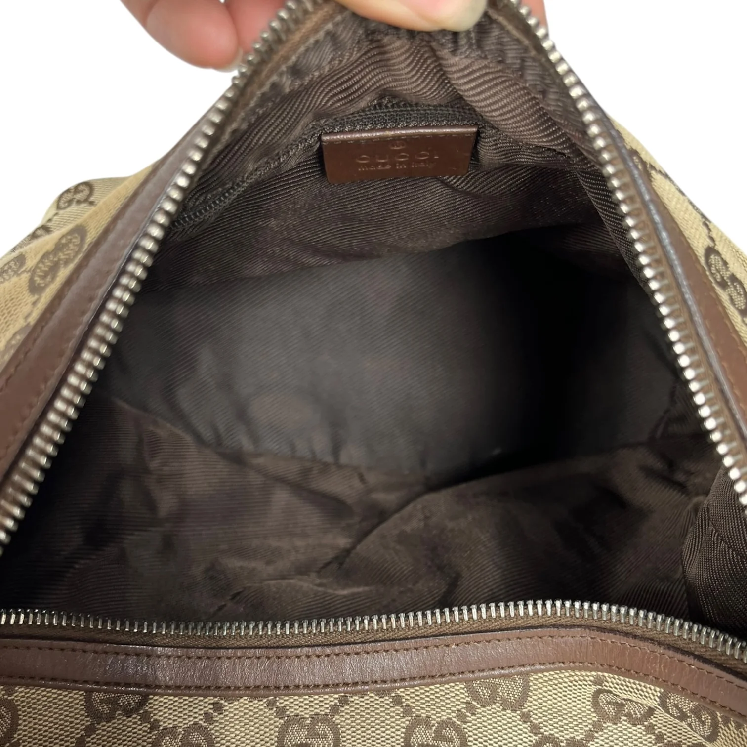 GUCCI/Cross Body Bag/Monogram/BRW/Hobo Cloth Handbag