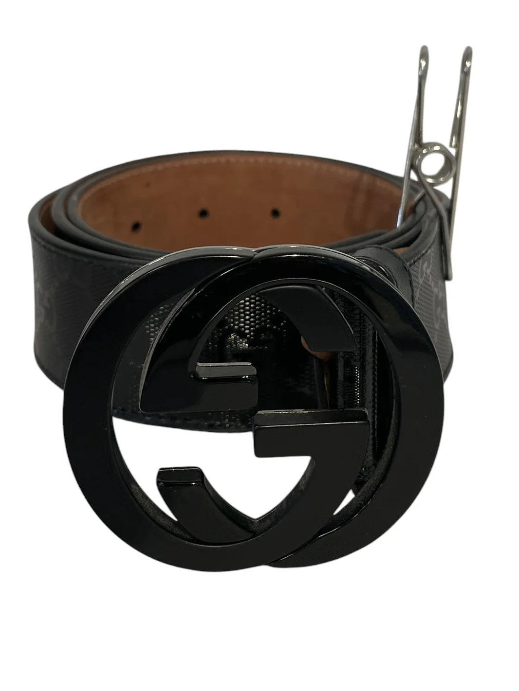 GUCCI/Belt/Monogram/Leather/BLK/IMPRIME DOUBLE G