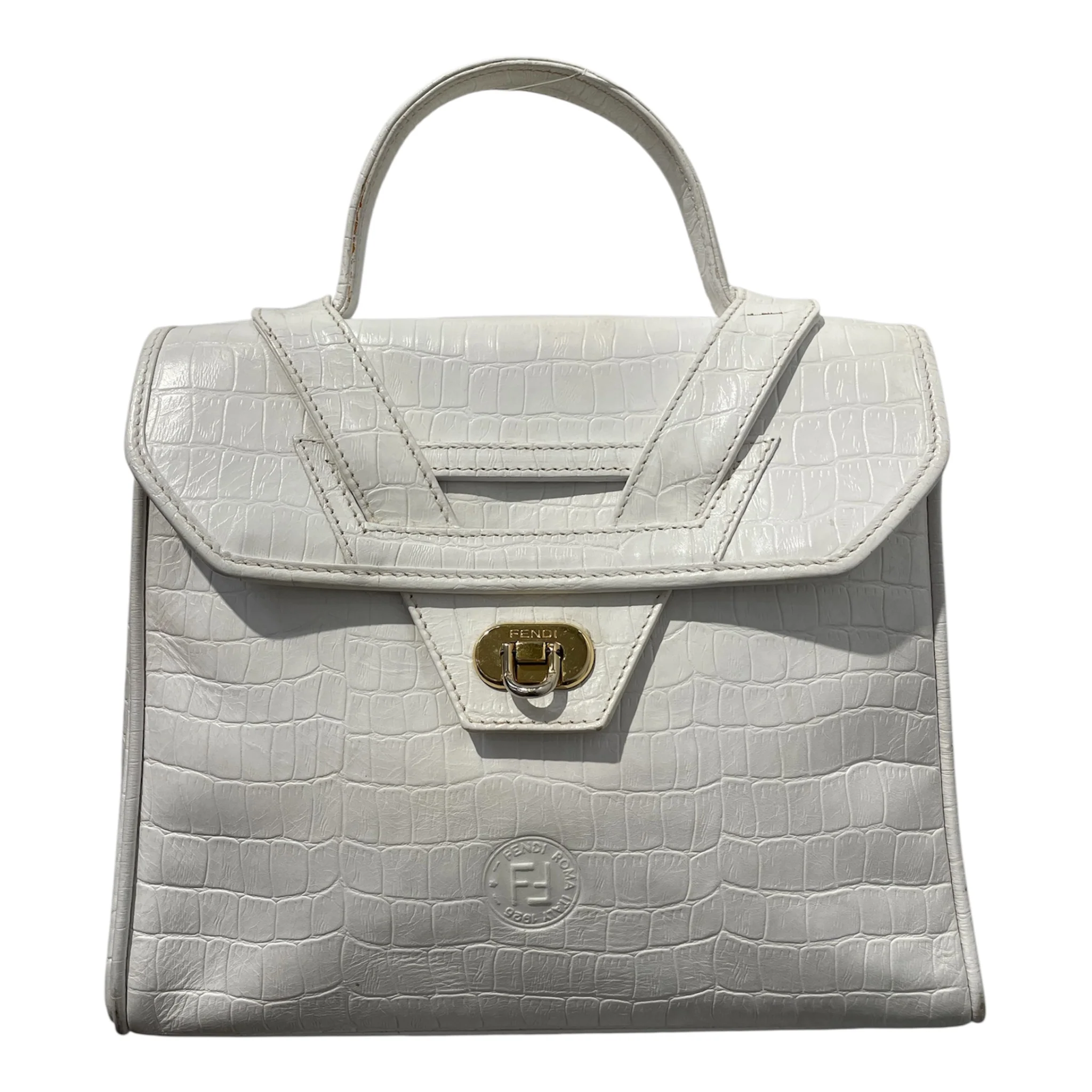 FENDI/Bag/Leather/WHT/CROCODILE EMBOSSED LEATHER