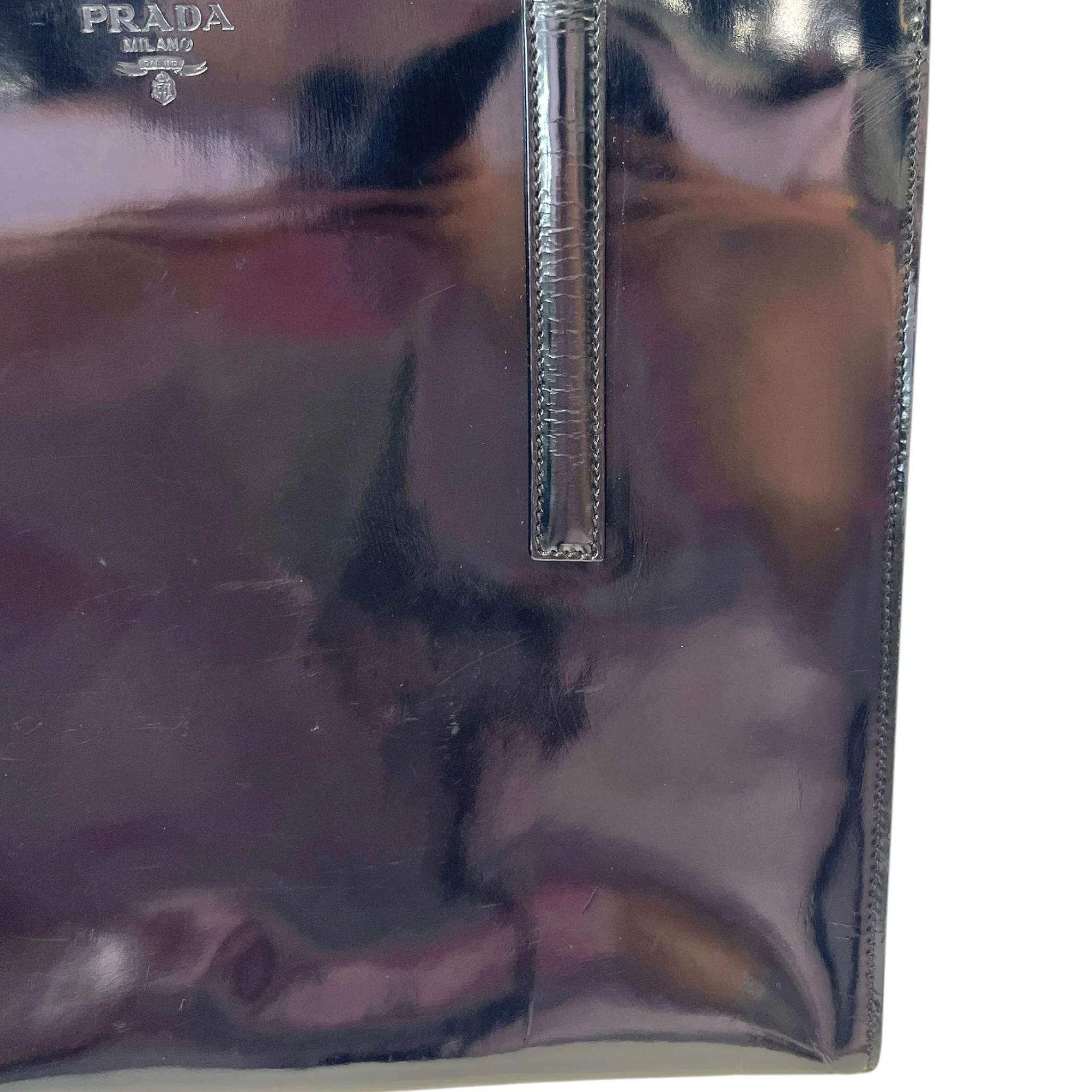 PRADA/Hand Bag/Leather/BLK/1995 SPAZOLATTO LEATHER
