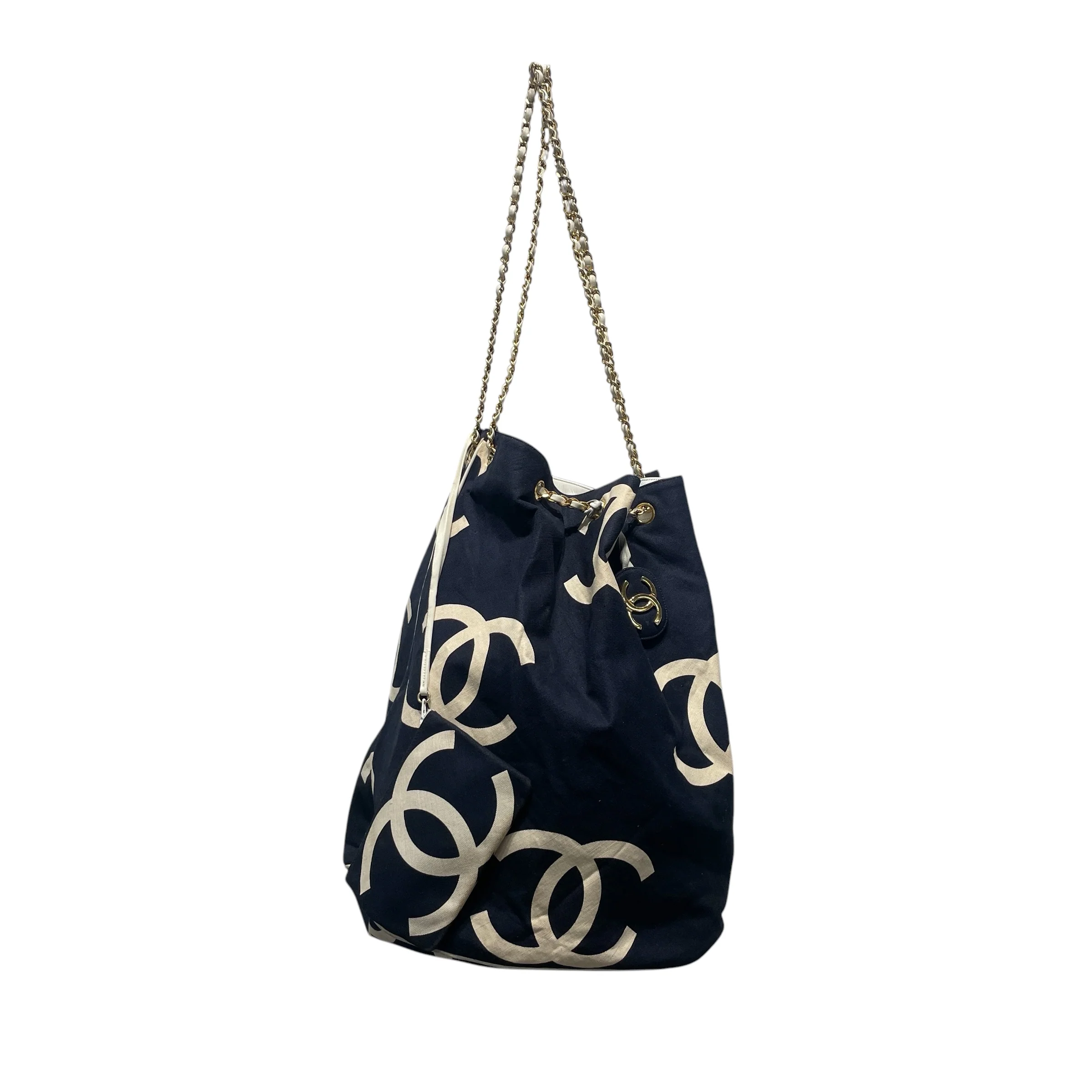 CHANEL/Tote Bag/Cotton/NVY/logo tote
