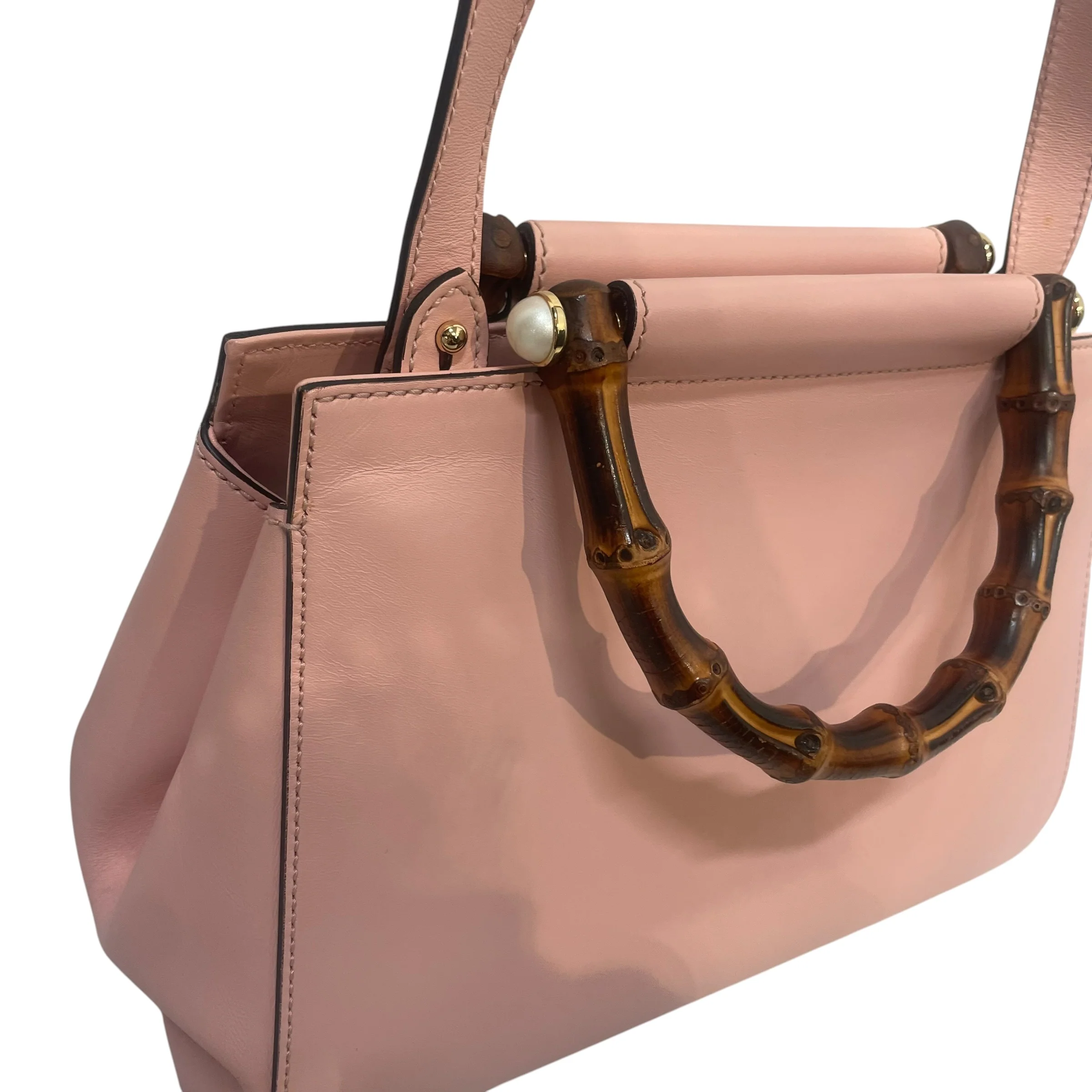 GUCCI/Hand Bag/Leather/PNK/faux pearl nymphaea crossbody
