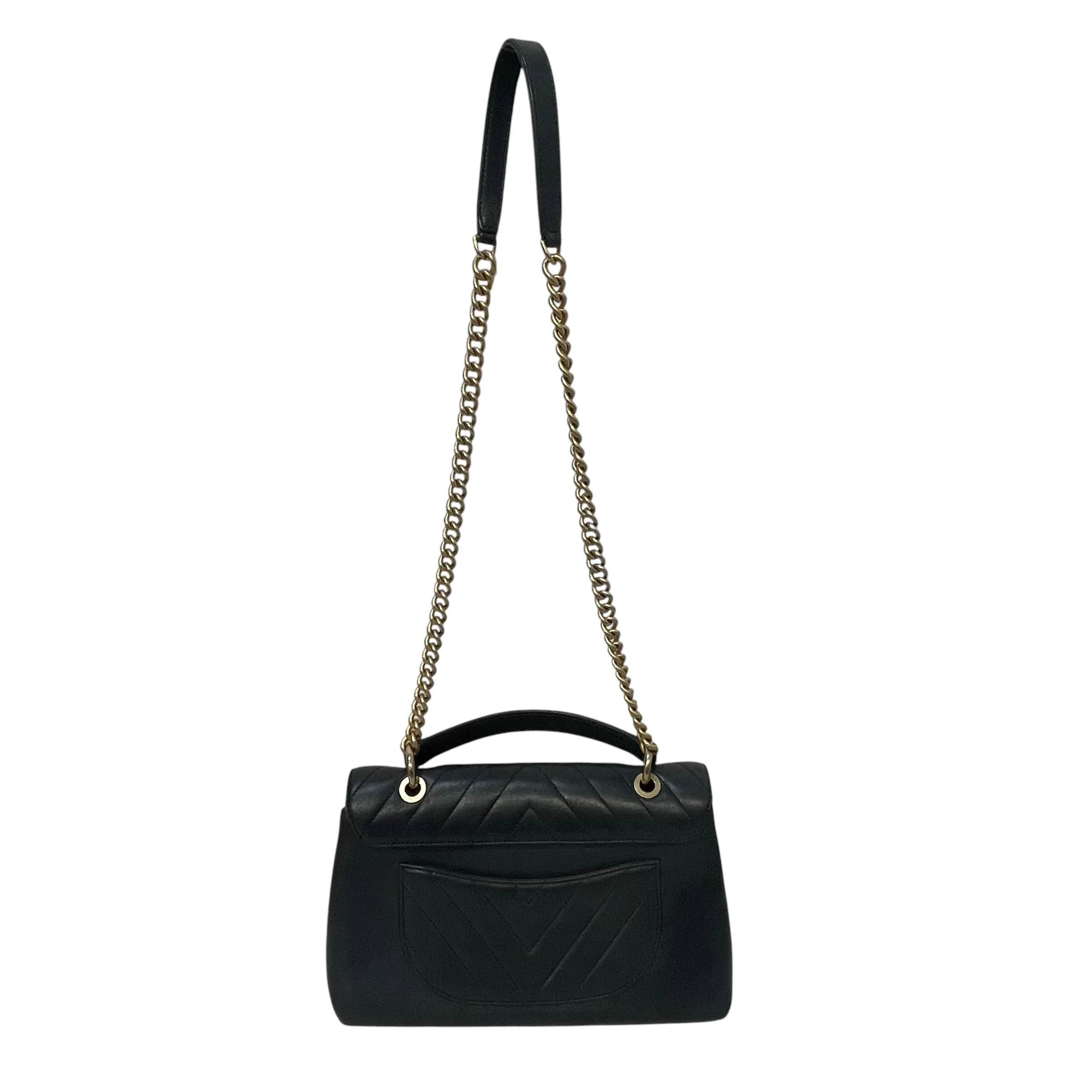 CHANEL/Hand Bag/Leather/BLU/sheepskin chevron flap bag