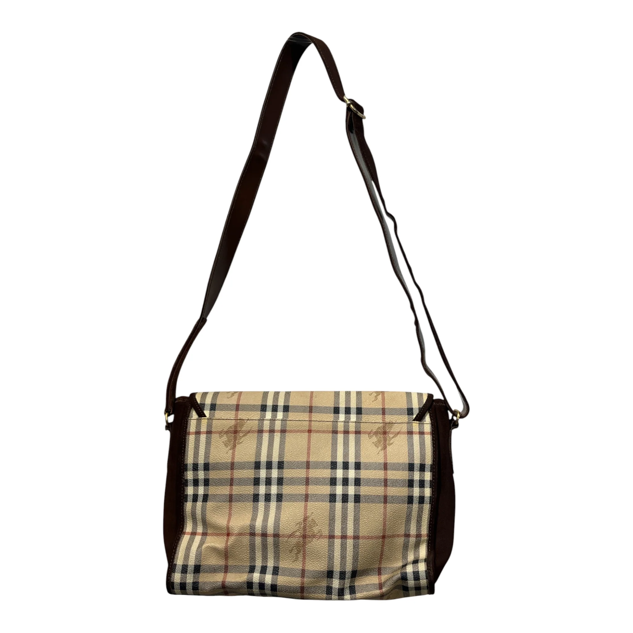 BURBERRYS/Cross Body Bag/Plaid/Leather/CRM/GOLDBURBERRYSHORSE-BRWSUEDE