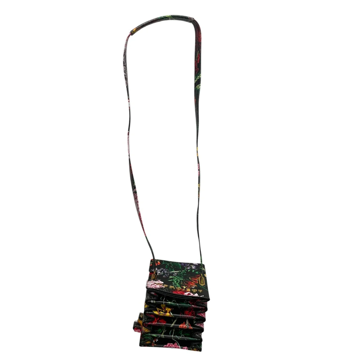 Y/PROJECT/Cross Body Bag/Floral Pattern/Leather/BLK/ACCORDIAN BAG