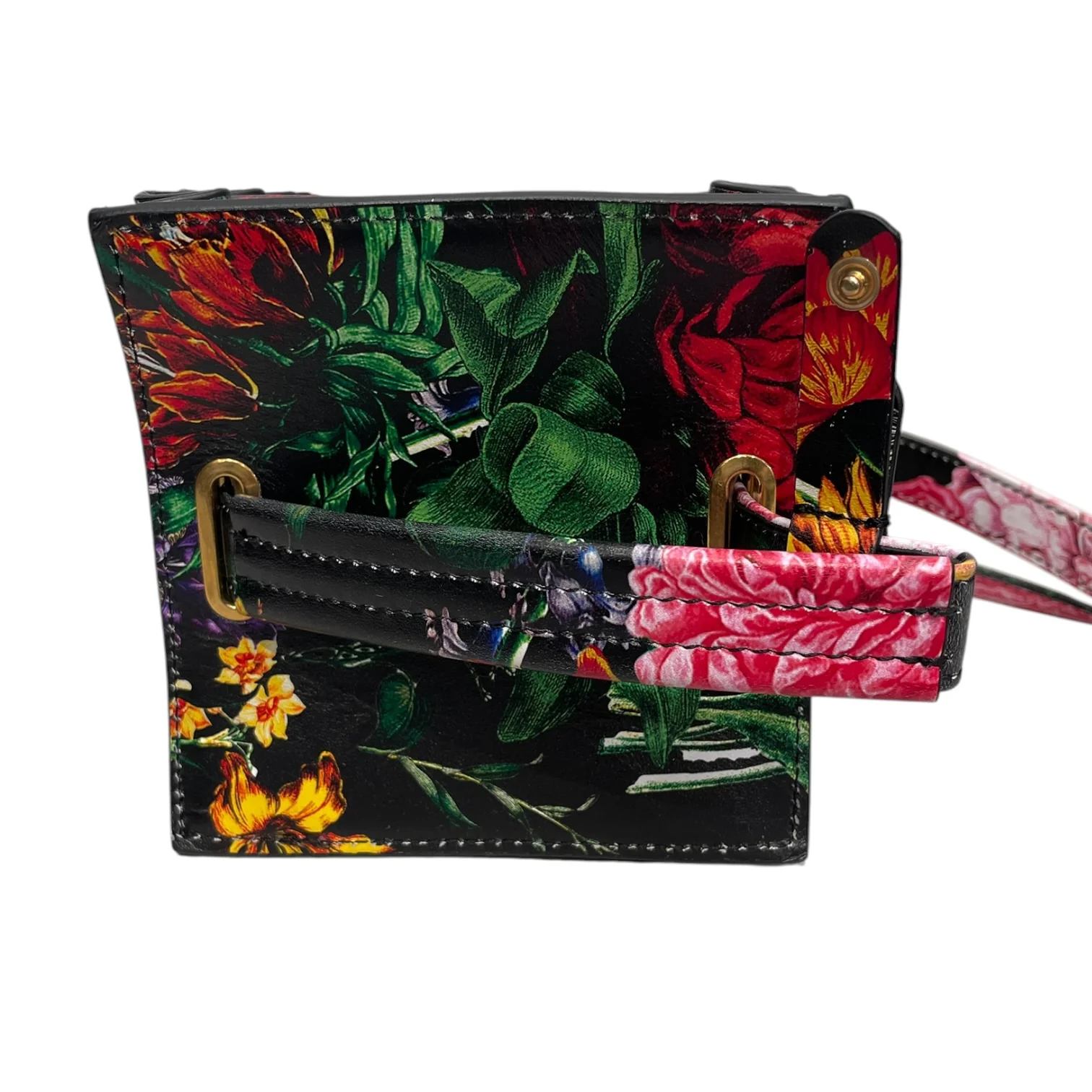 Y/PROJECT/Cross Body Bag/Floral Pattern/Leather/BLK/ACCORDIAN BAG