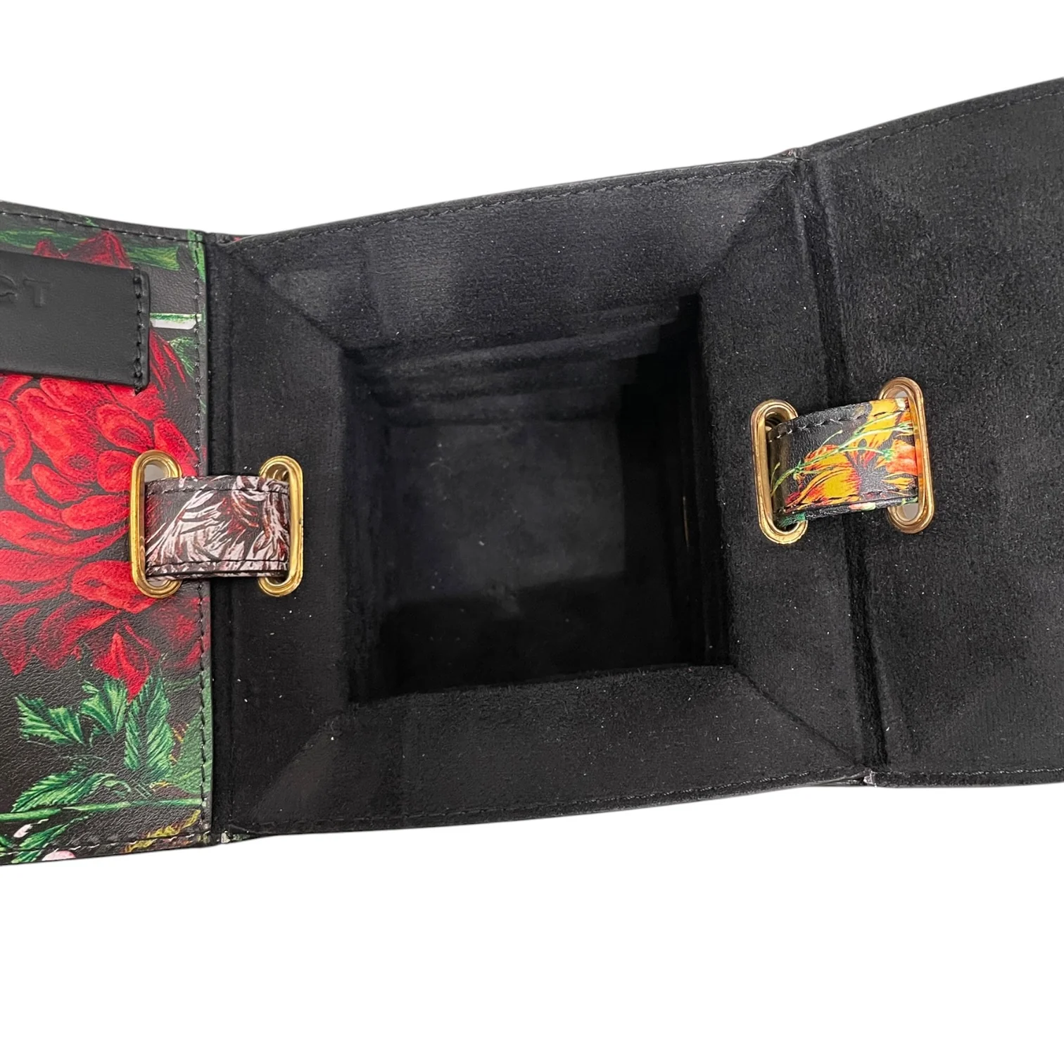 Y/PROJECT/Cross Body Bag/Floral Pattern/Leather/BLK/ACCORDIAN BAG