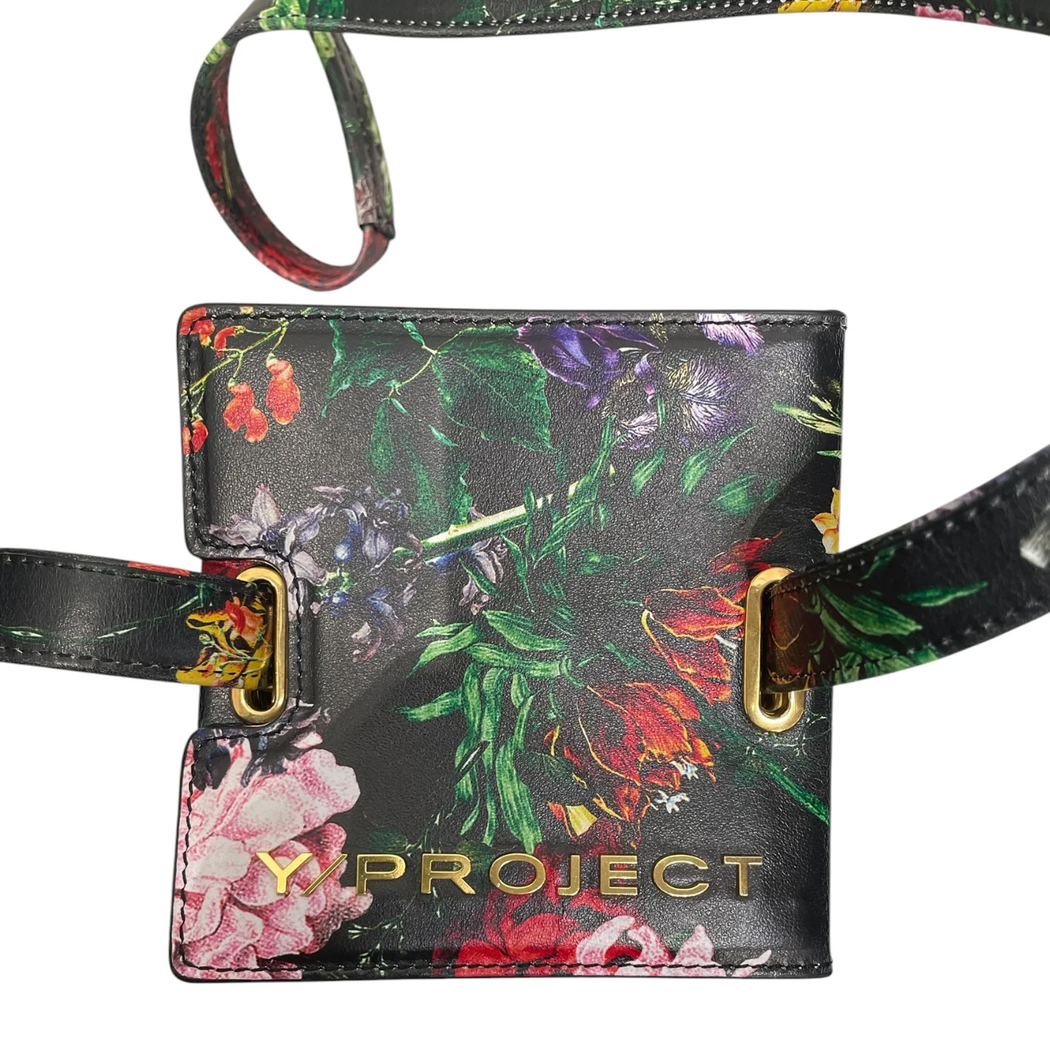 Y/PROJECT/Cross Body Bag/Floral Pattern/Leather/BLK/ACCORDIAN BAG
